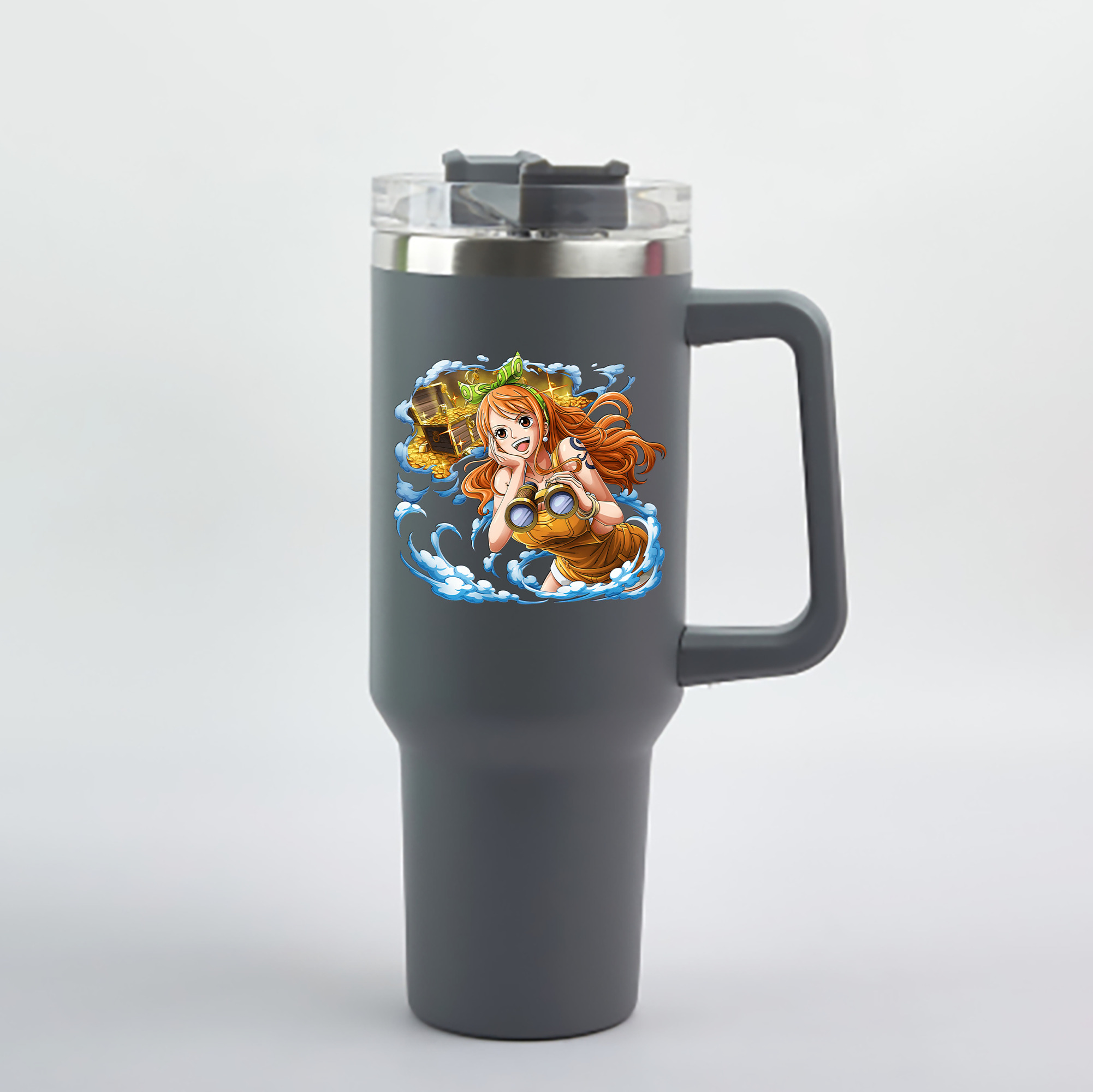 ワンピース ナミ ONE PIECE Nami 1200mL車用タンブラー - クリスタルステッカー（プラスチックストロー付き）