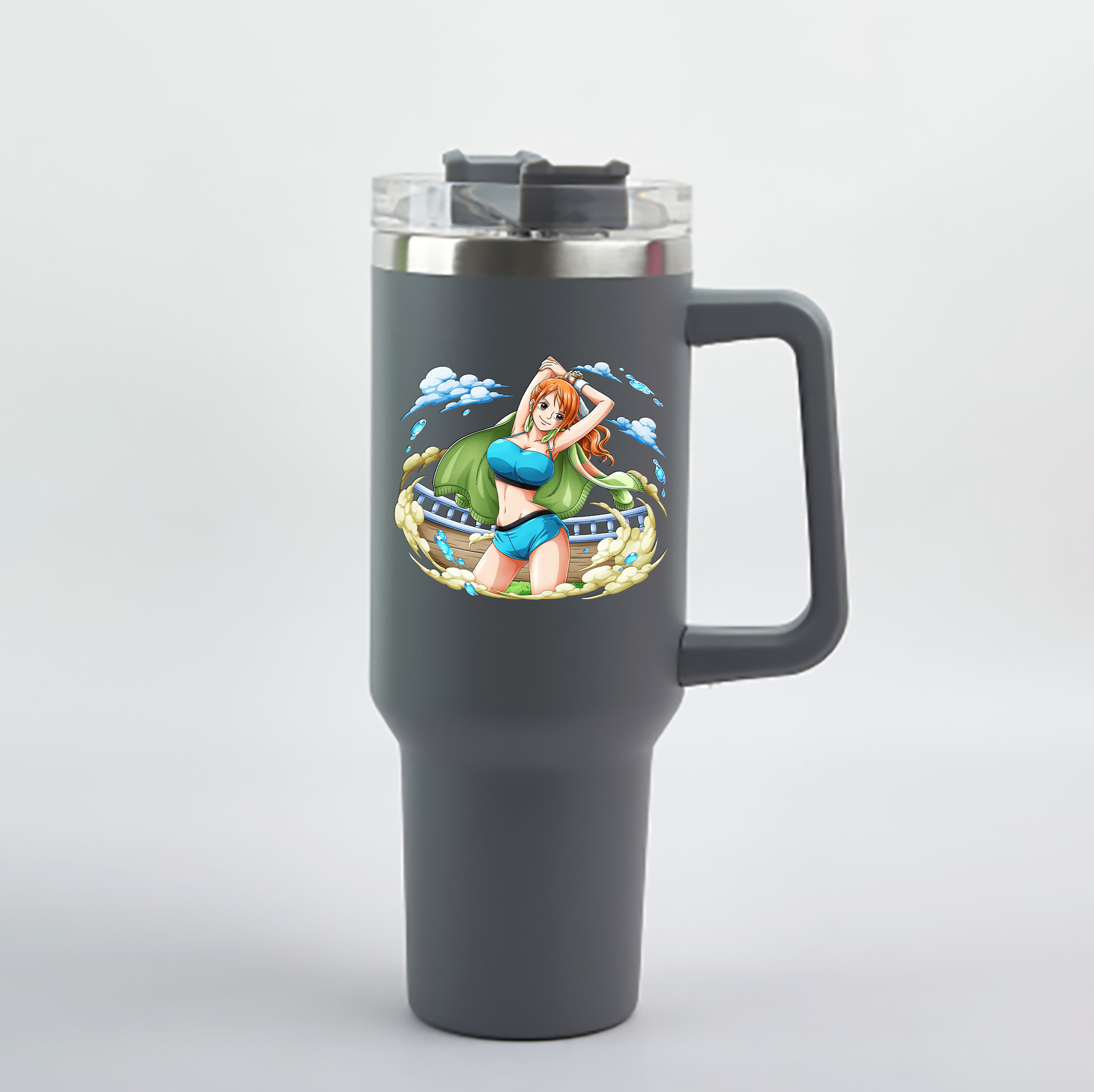 ワンピース ナミ ONE PIECE Nami 1200mL車用タンブラー - クリスタルステッカー（プラスチックストロー付き）