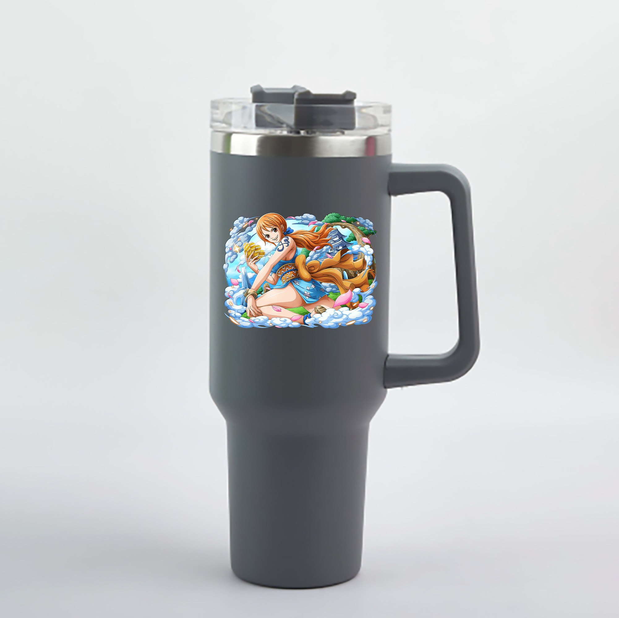 ワンピース ナミ ONE PIECE Nami 1200mL車用タンブラー - クリスタルステッカー（プラスチックストロー付き）