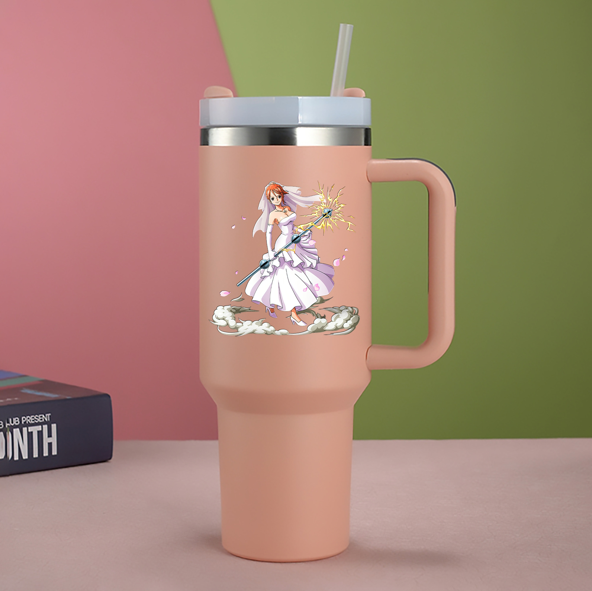 ワンピース ナミ ONE PIECE Nami 1200mL車用タンブラー - クリスタルステッカー（プラスチックストロー付き）