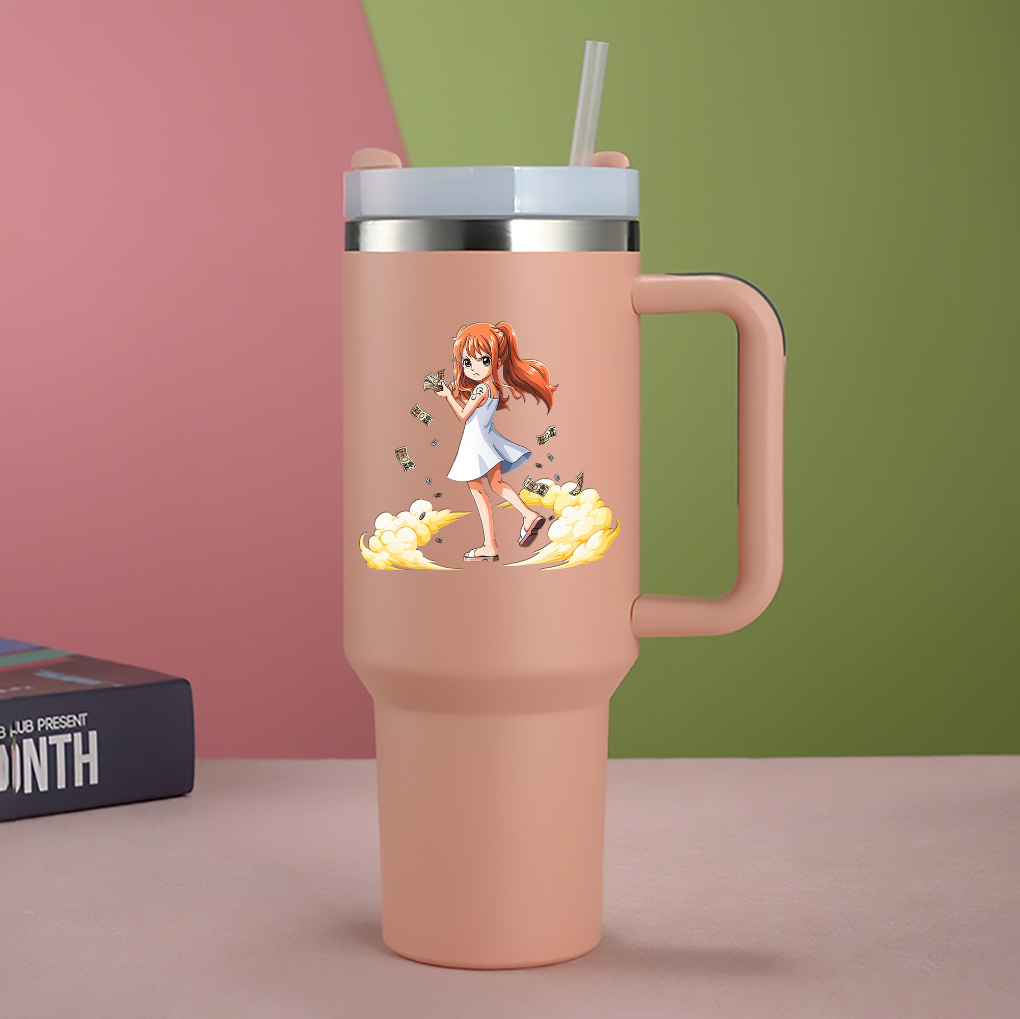 ワンピース ナミ ONE PIECE Nami 1200mL車用タンブラー - クリスタルステッカー（プラスチックストロー付き）