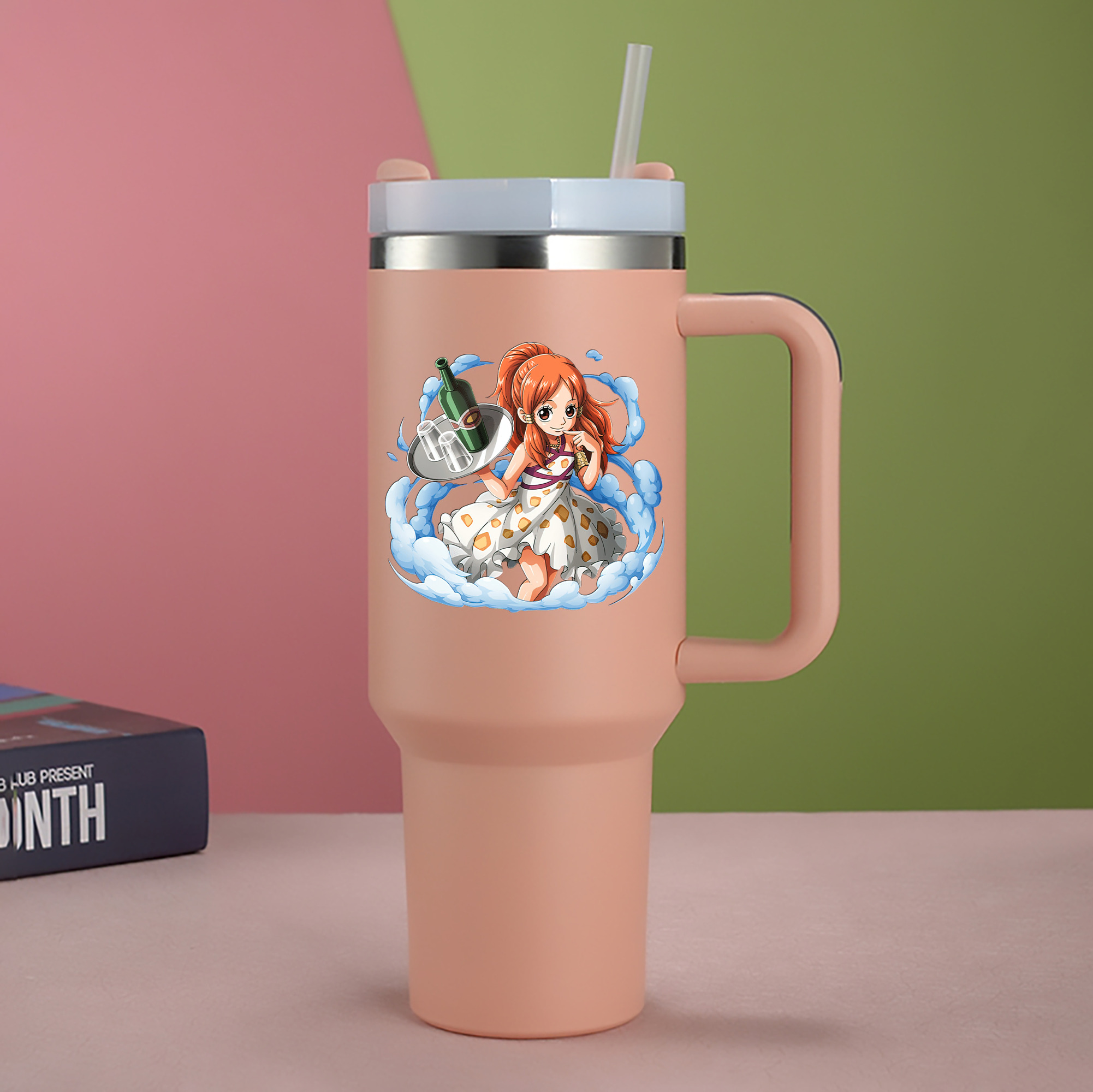 ワンピース ナミ ONE PIECE Nami 1200mL車用タンブラー - クリスタルステッカー（プラスチックストロー付き）