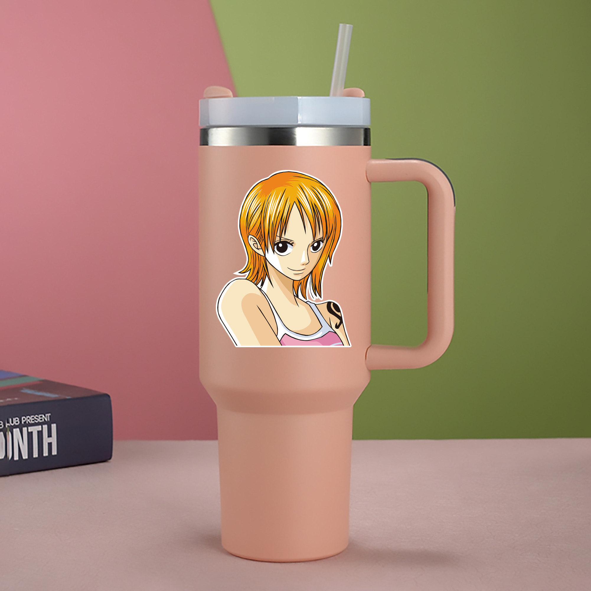 ワンピース ナミ ONE PIECE Nami 1200mL車用タンブラー - クリスタルステッカー（プラスチックストロー付き）