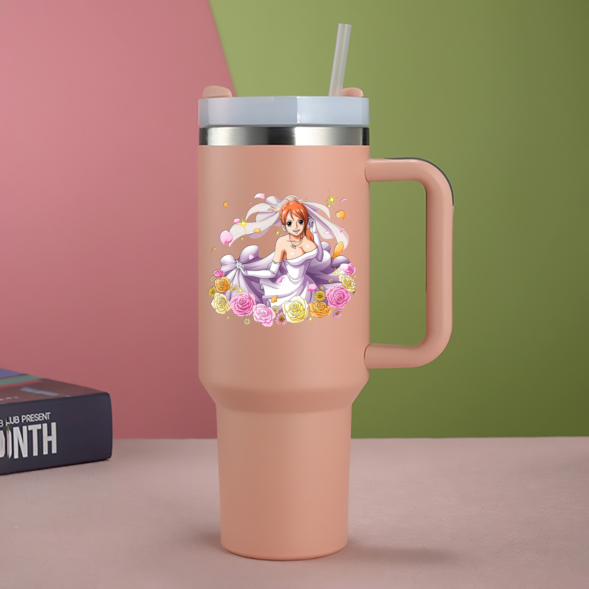 ワンピース ナミ ONE PIECE Nami 1200mL車用タンブラー - クリスタルステッカー（プラスチックストロー付き）