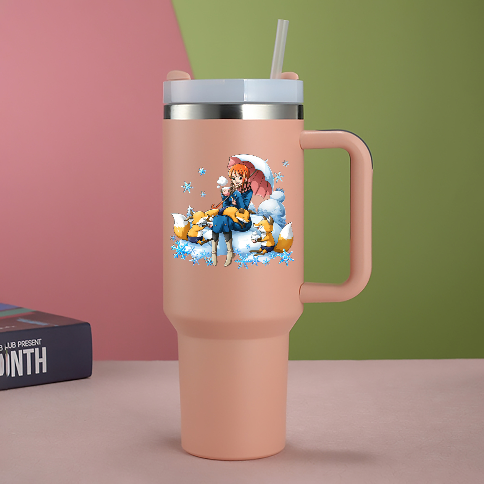 ワンピース ナミ ONE PIECE Nami 1200mL車用タンブラー - クリスタルステッカー（プラスチックストロー付き）