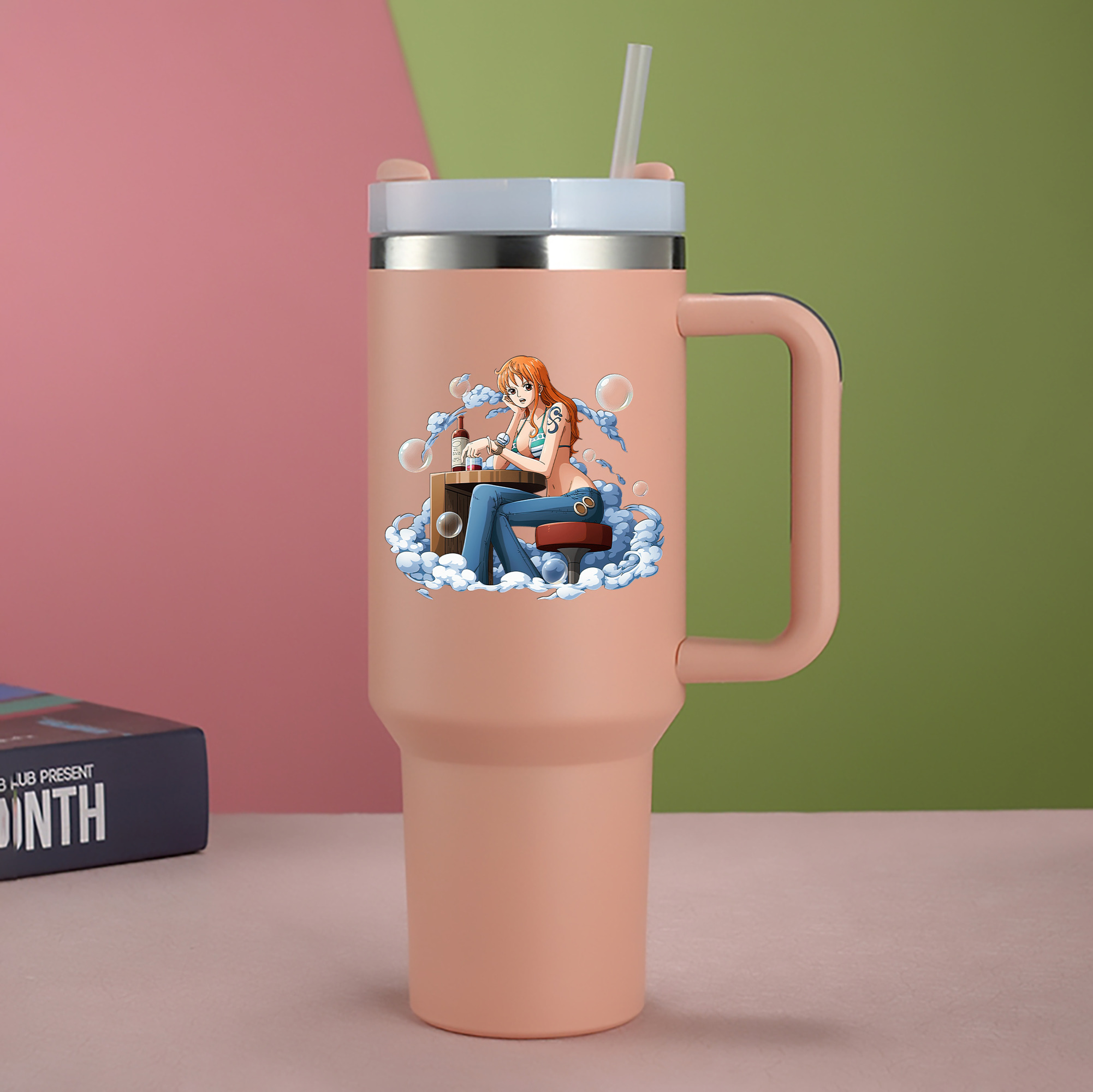 ワンピース ナミ ONE PIECE Nami 1200mL車用タンブラー - クリスタルステッカー（プラスチックストロー付き）