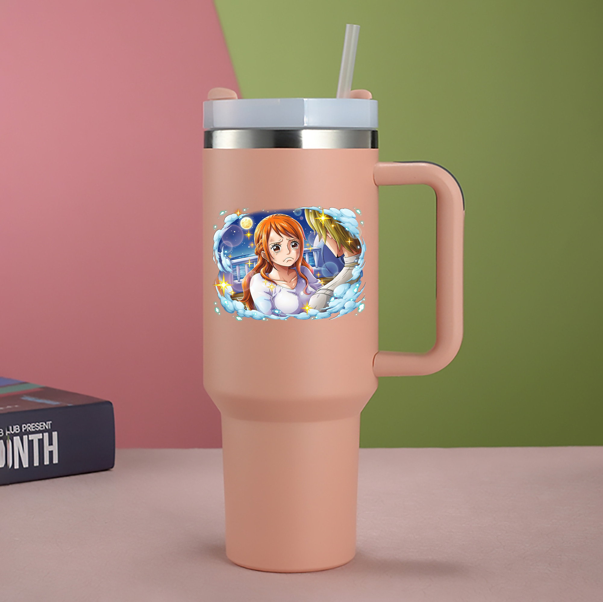 ワンピース ナミ ONE PIECE Nami 1200mL車用タンブラー - クリスタルステッカー（プラスチックストロー付き）
