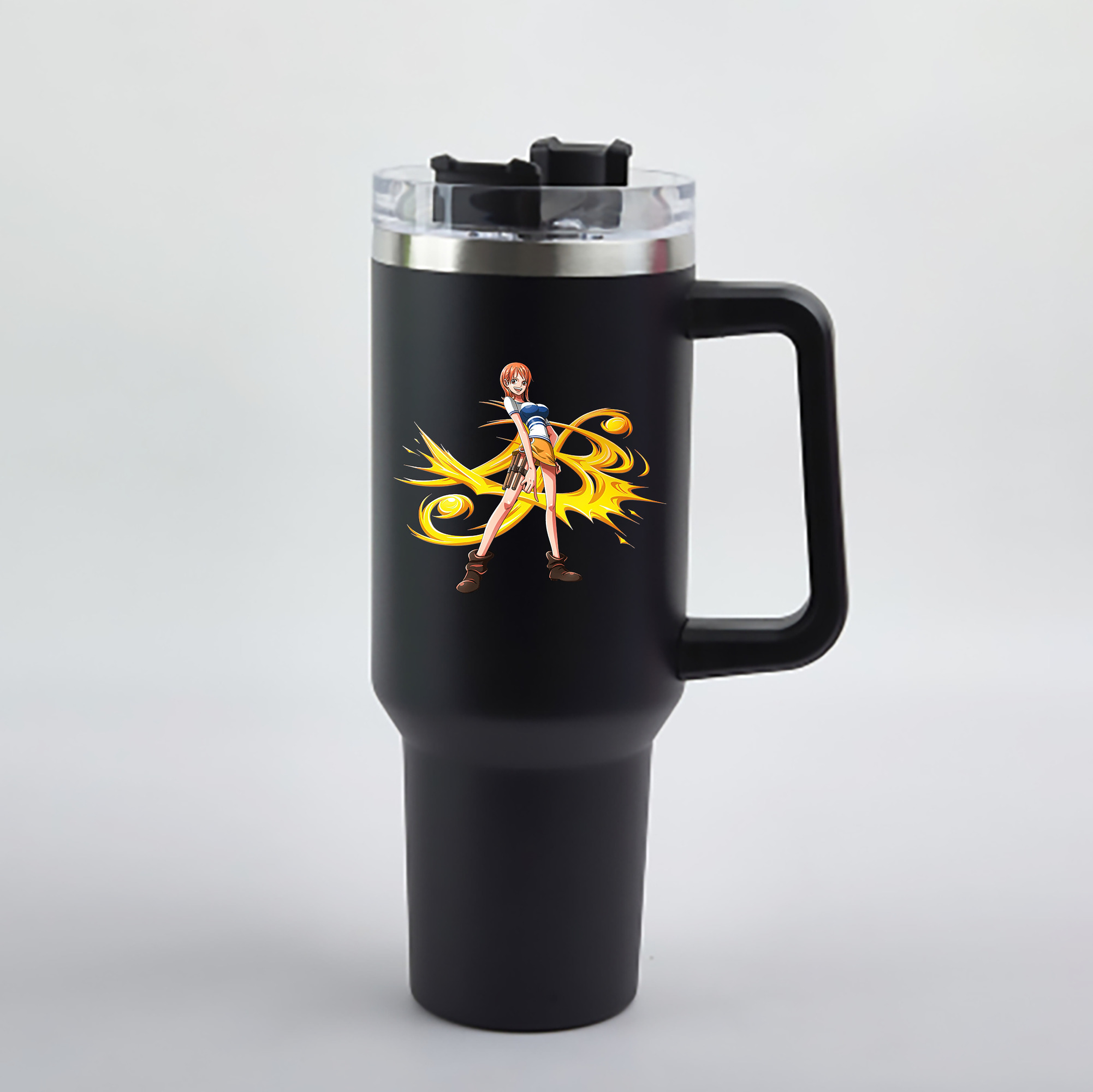 ワンピース ナミ ONE PIECE Nami 1200mL車用タンブラー - クリスタルステッカー（プラスチックストロー付き）