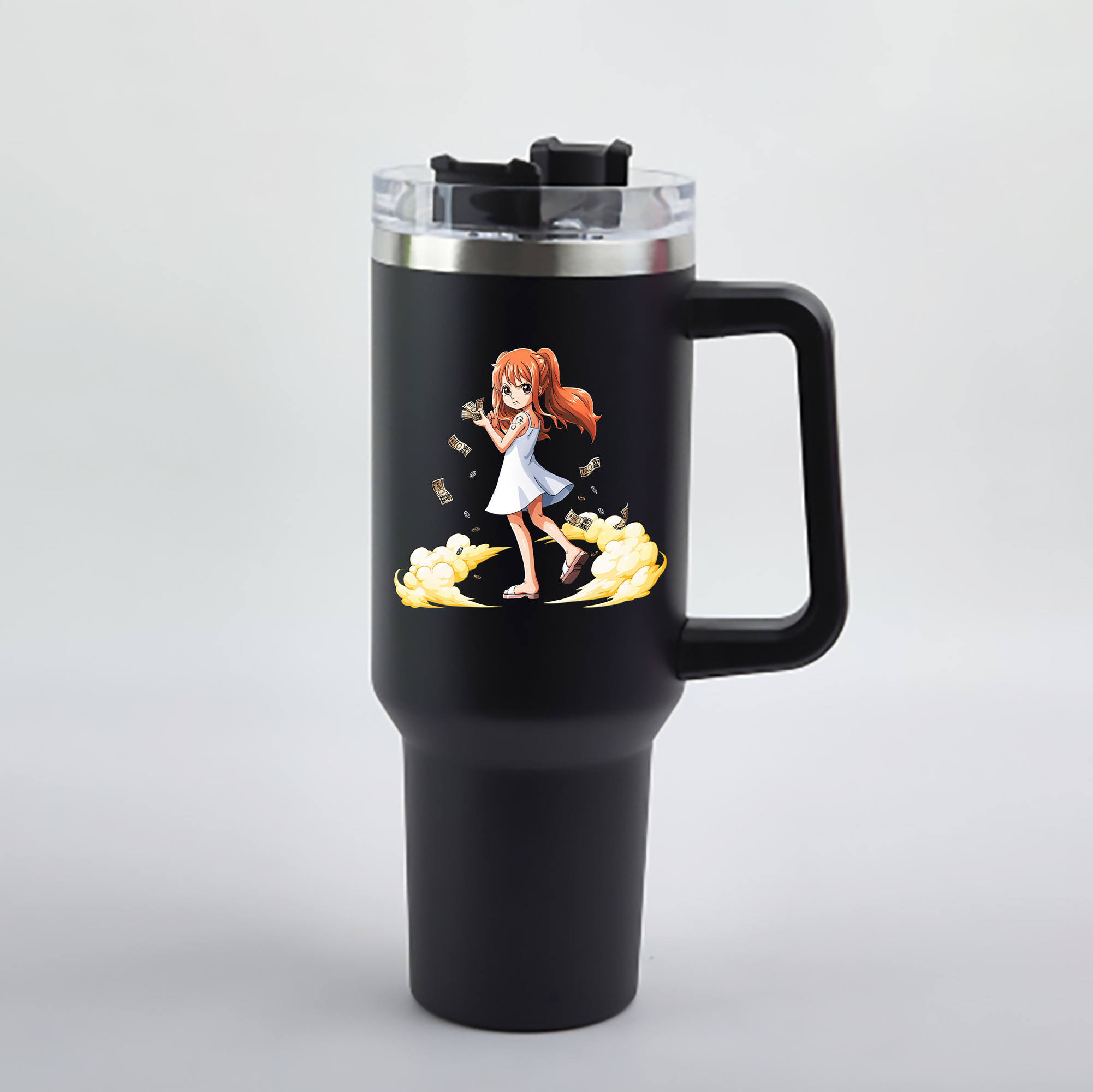 ワンピース ナミ ONE PIECE Nami 1200mL車用タンブラー - クリスタルステッカー（プラスチックストロー付き）