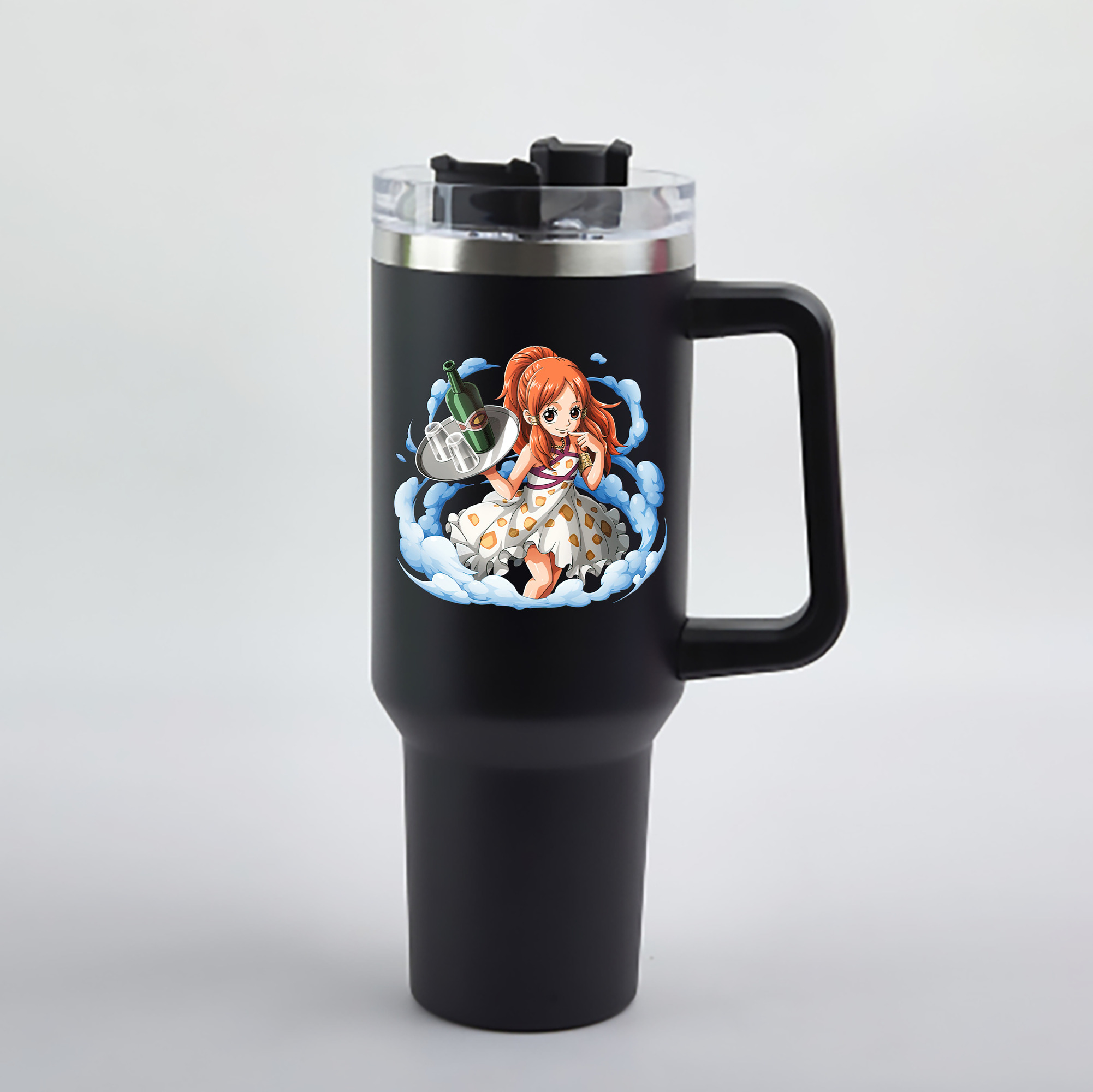 ワンピース ナミ ONE PIECE Nami 1200mL車用タンブラー - クリスタルステッカー（プラスチックストロー付き）