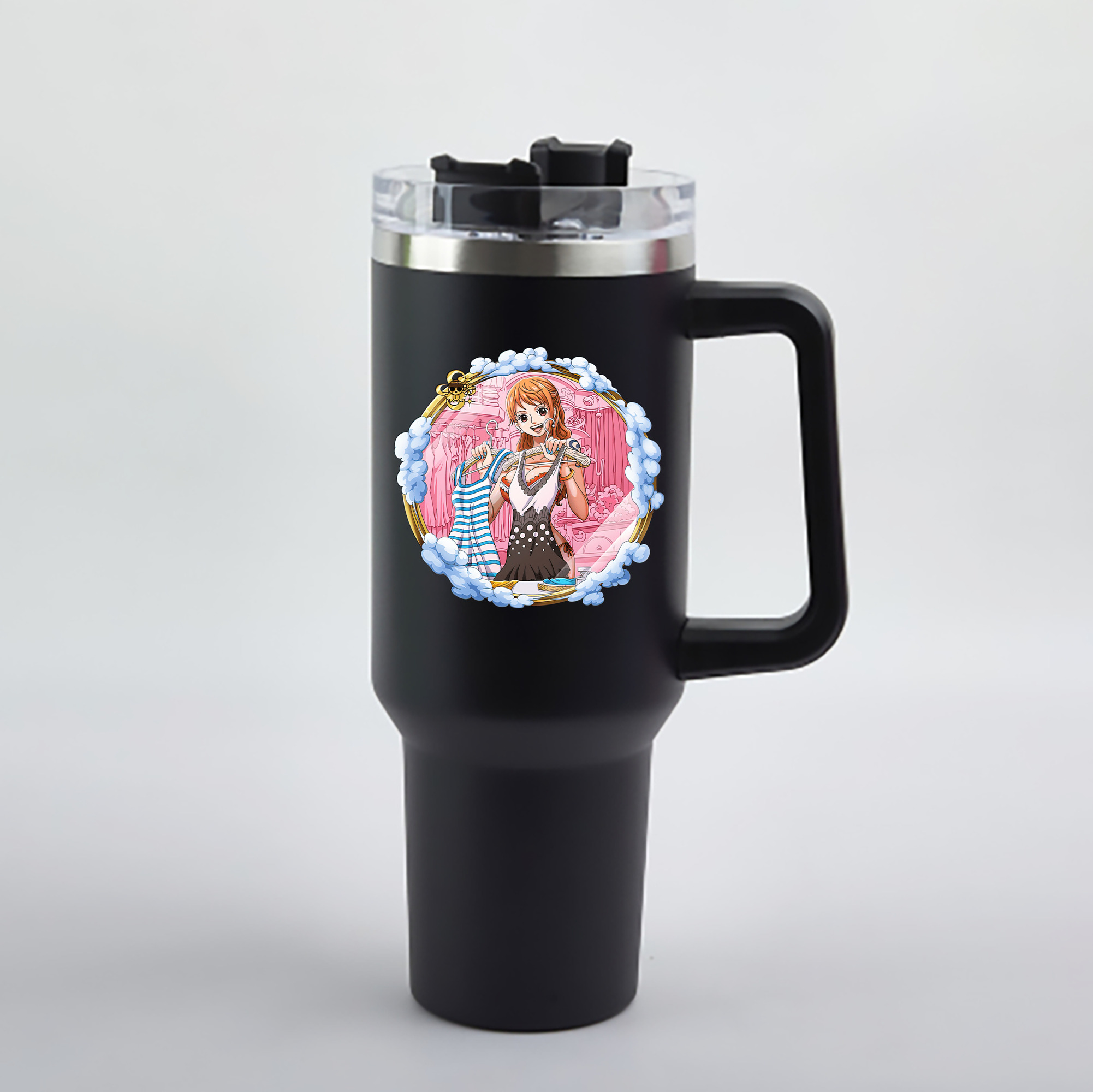ワンピース ナミ ONE PIECE Nami 1200mL車用タンブラー - クリスタルステッカー（プラスチックストロー付き）