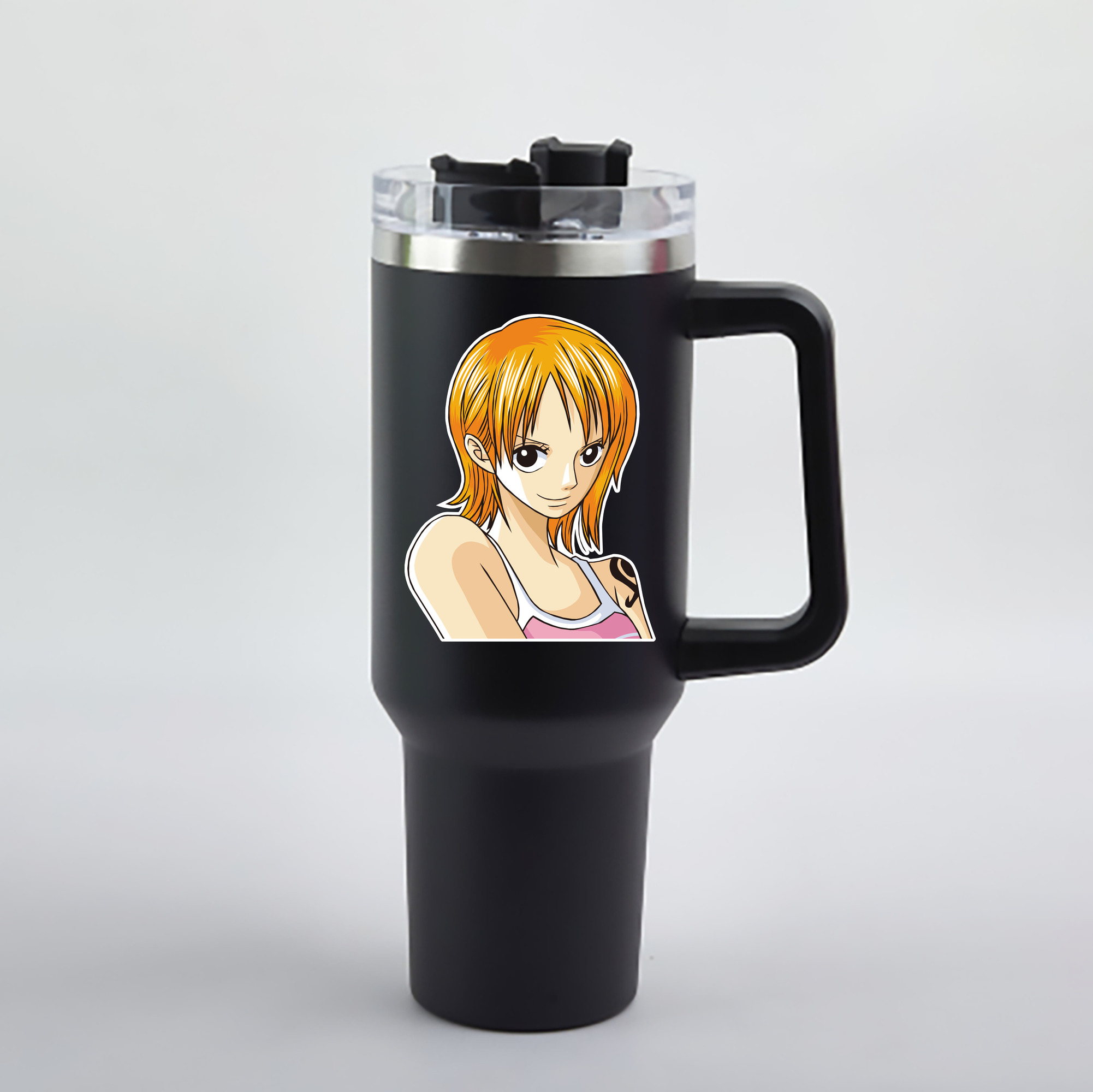 ワンピース ナミ ONE PIECE Nami 1200mL車用タンブラー - クリスタルステッカー（プラスチックストロー付き）