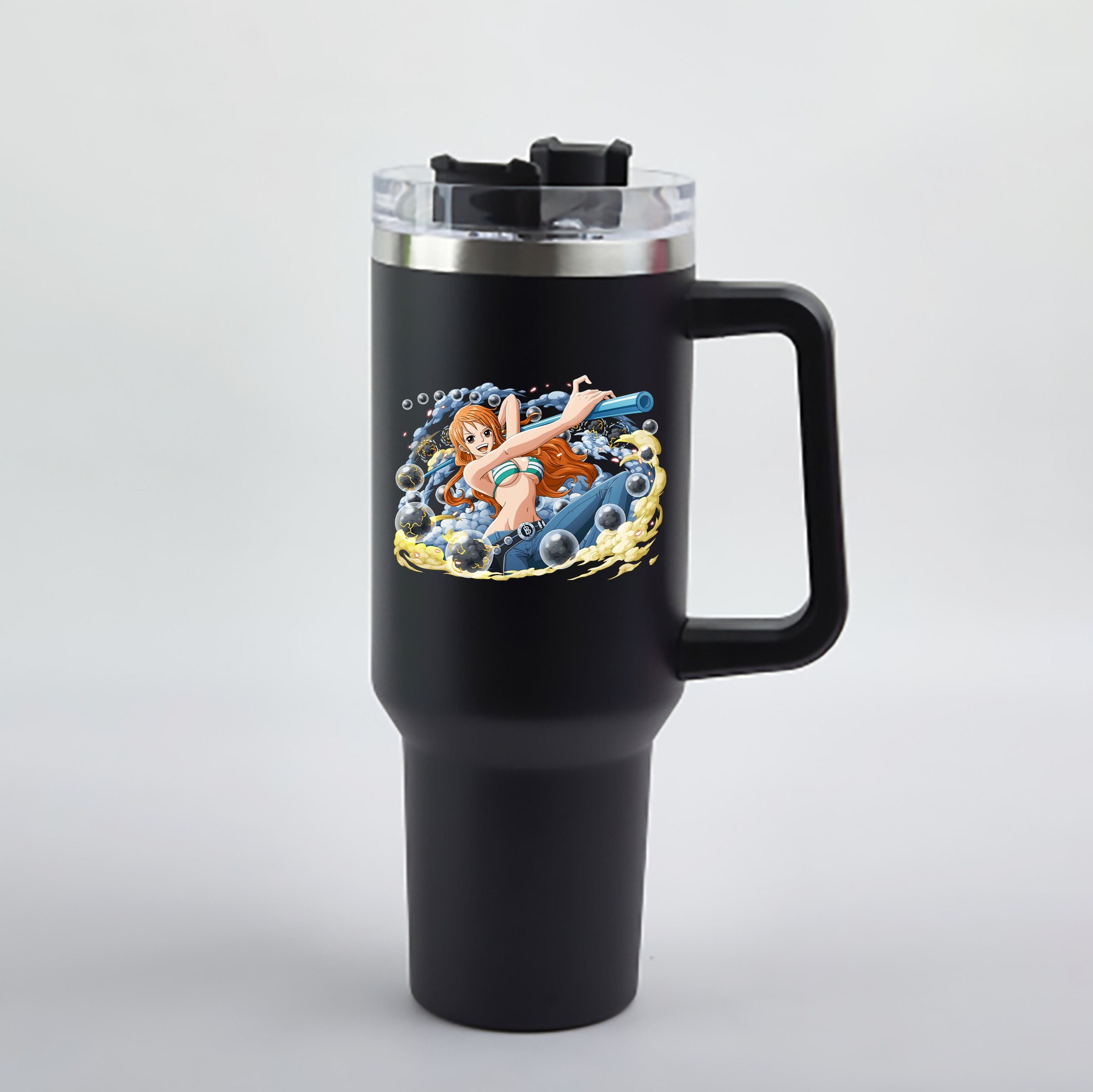 ワンピース ナミ ONE PIECE Nami 1200mL車用タンブラー - クリスタルステッカー（プラスチックストロー付き）