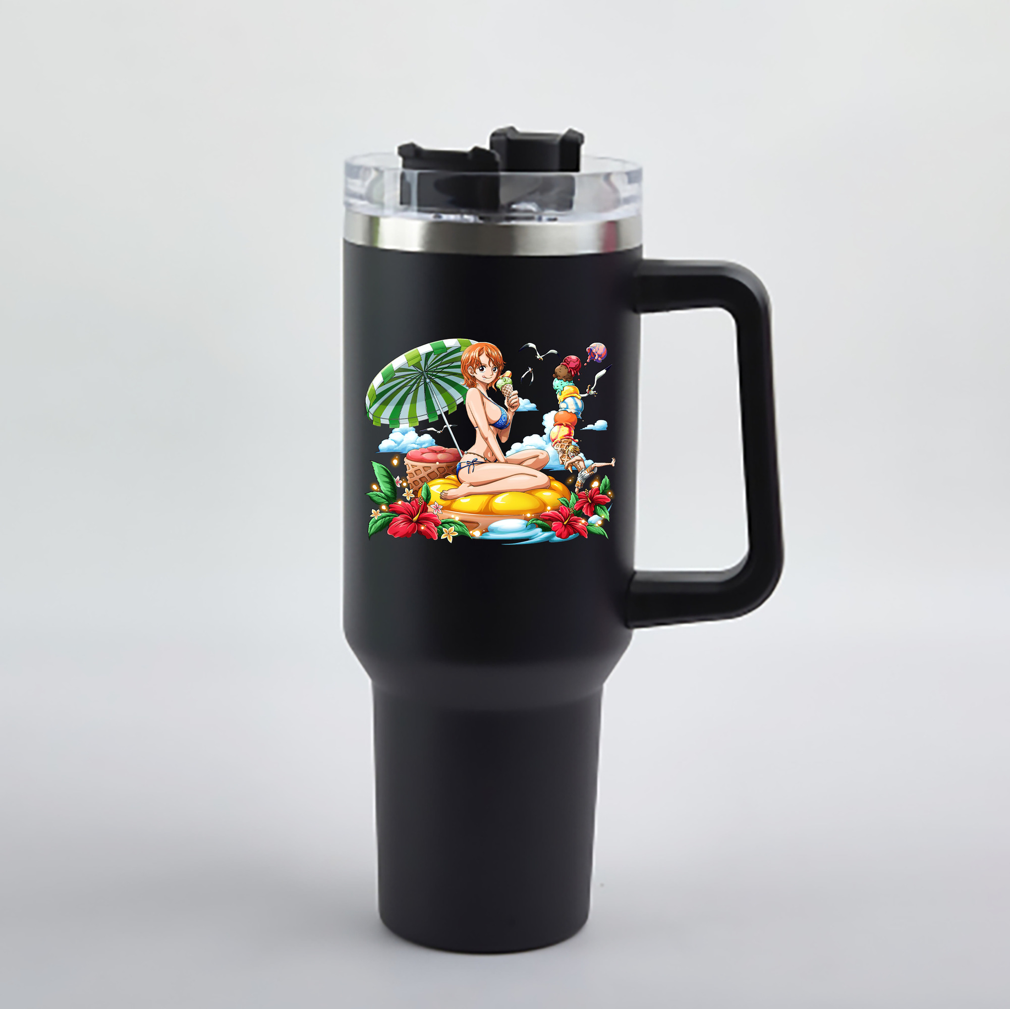 ワンピース ナミ ONE PIECE Nami 1200mL車用タンブラー - クリスタルステッカー（プラスチックストロー付き）