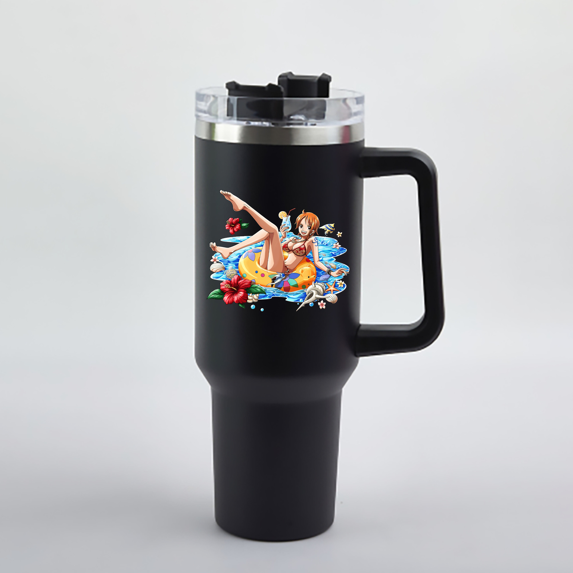 ワンピース ナミ ONE PIECE Nami 1200mL車用タンブラー - クリスタルステッカー（プラスチックストロー付き）