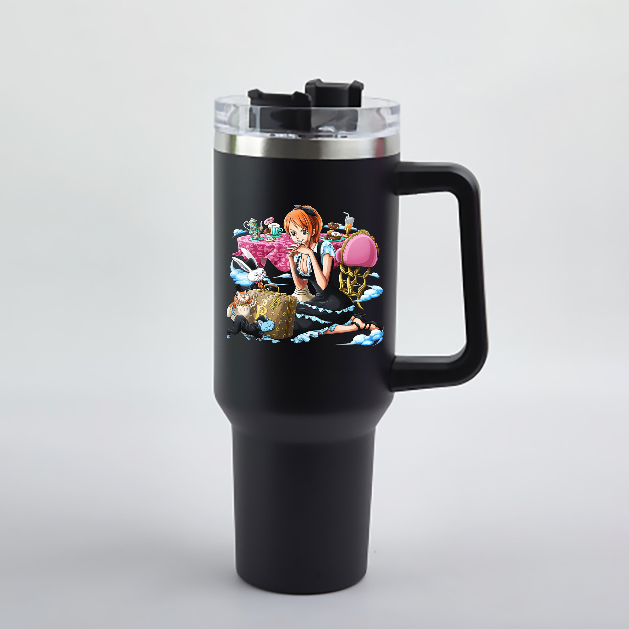 ワンピース ナミ ONE PIECE Nami 1200mL車用タンブラー - クリスタルステッカー（プラスチックストロー付き）