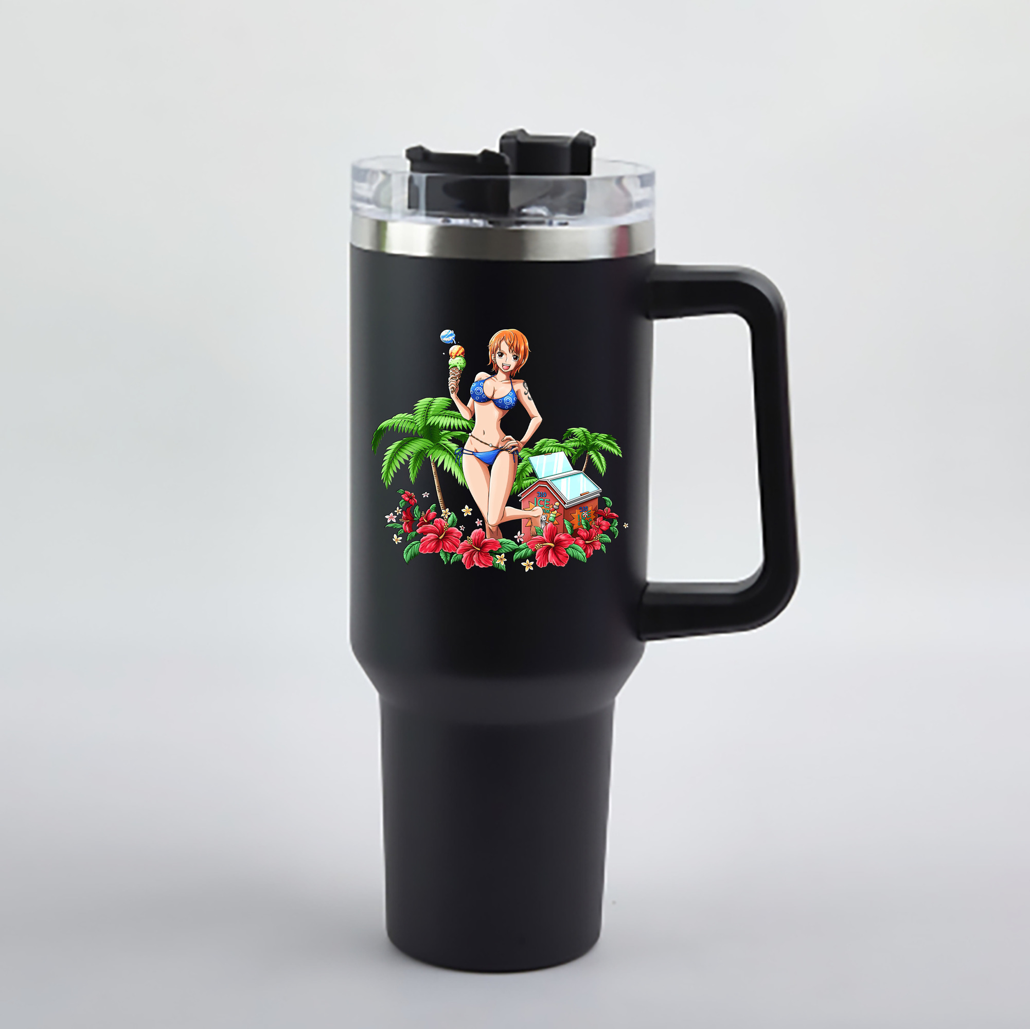 ワンピース ナミ ONE PIECE Nami 1200mL車用タンブラー - クリスタルステッカー（プラスチックストロー付き）