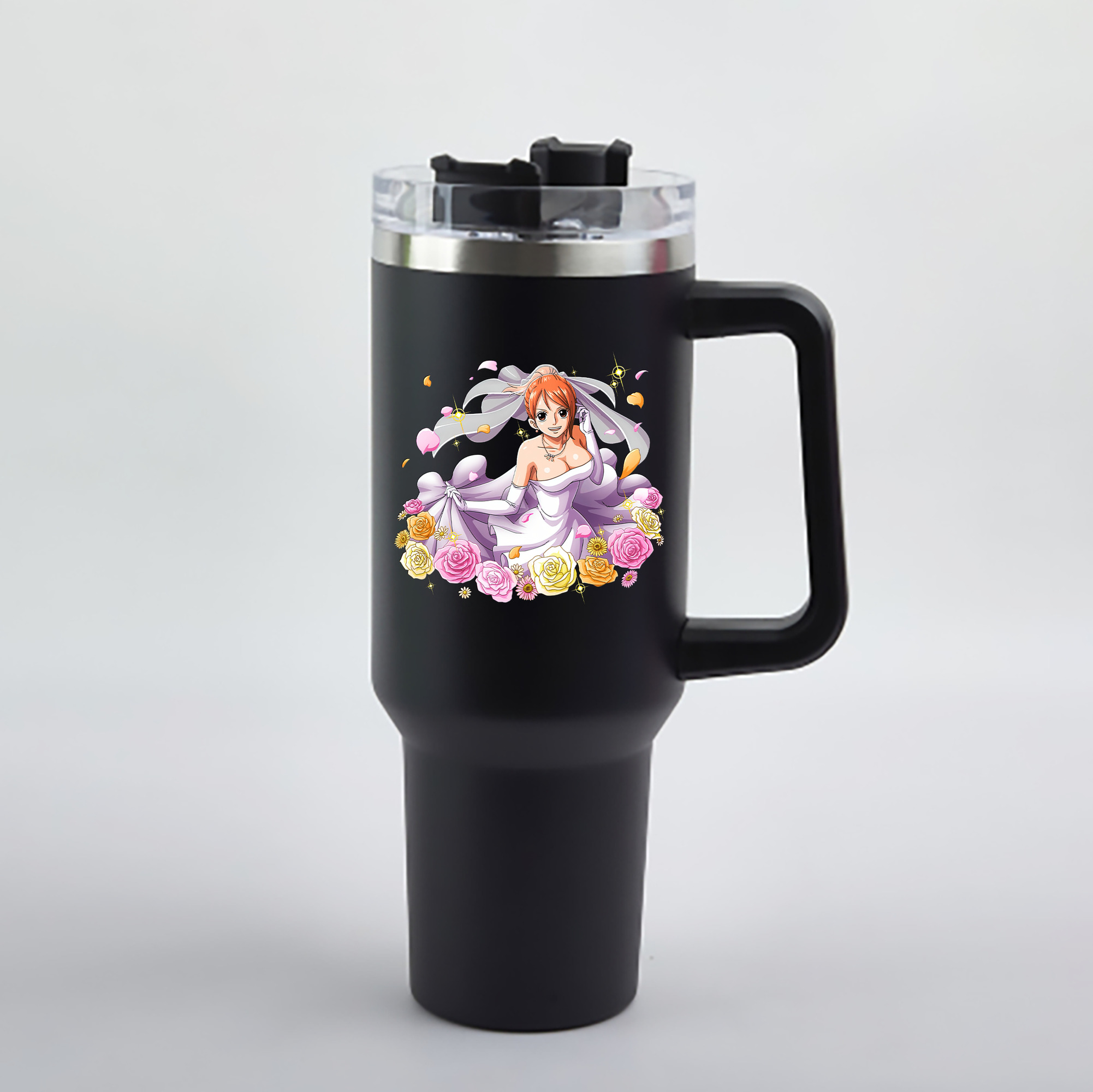 ワンピース ナミ ONE PIECE Nami 1200mL車用タンブラー - クリスタルステッカー（プラスチックストロー付き）