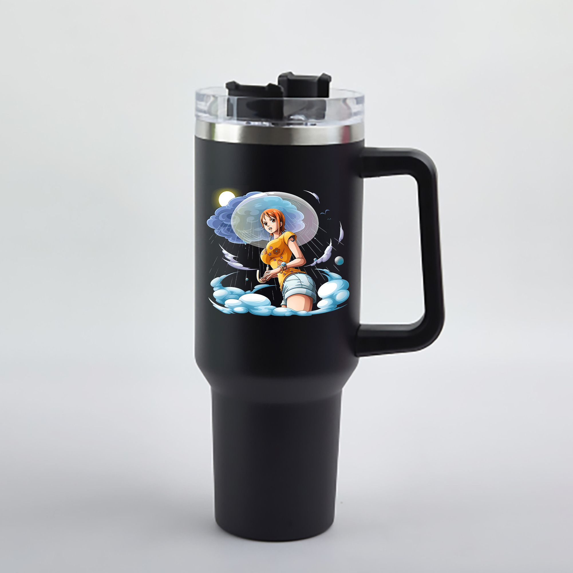 ワンピース ナミ ONE PIECE Nami 1200mL車用タンブラー - クリスタルステッカー（プラスチックストロー付き）