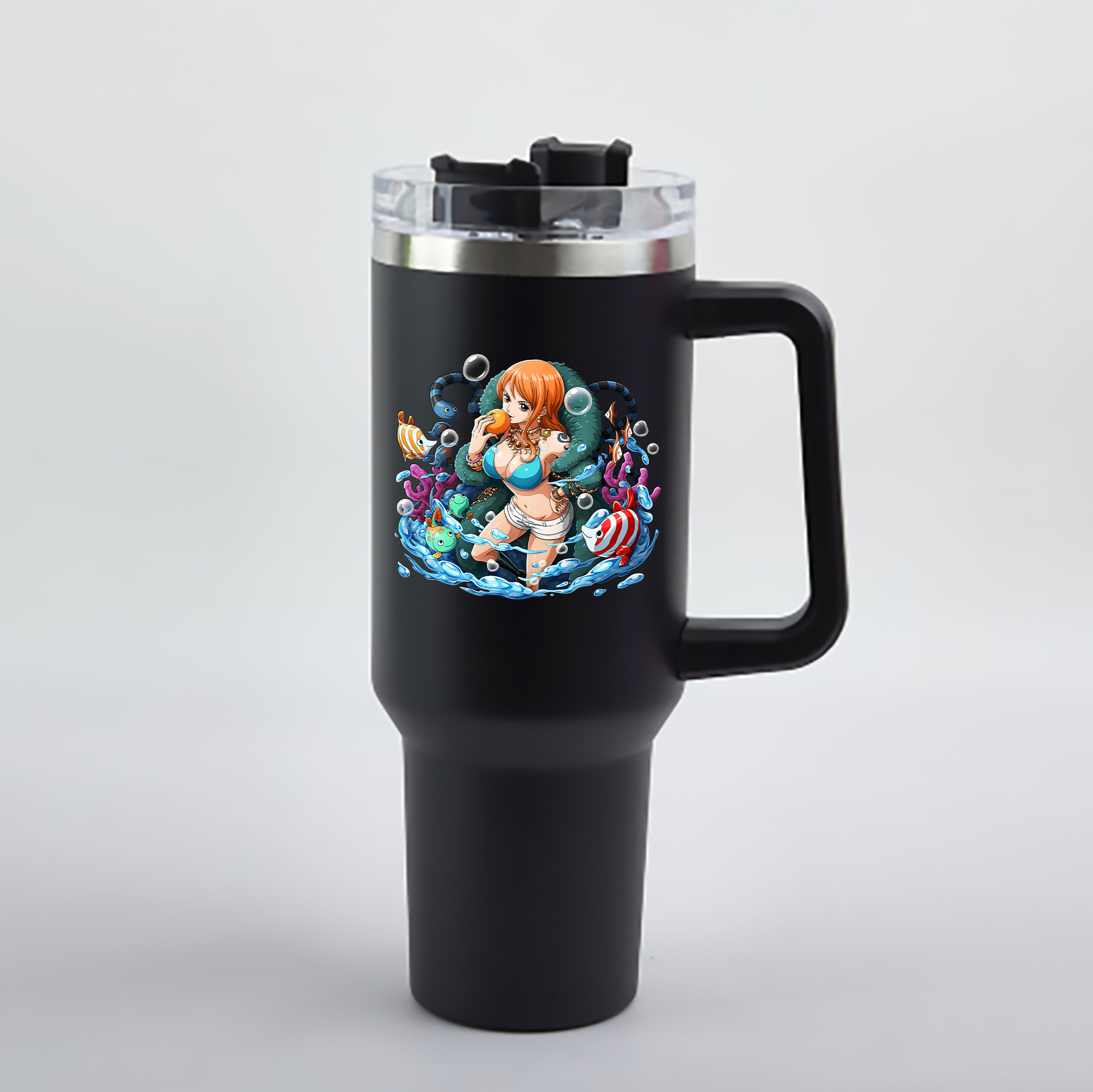 ワンピース ナミ ONE PIECE Nami 1200mL車用タンブラー - クリスタルステッカー（プラスチックストロー付き）