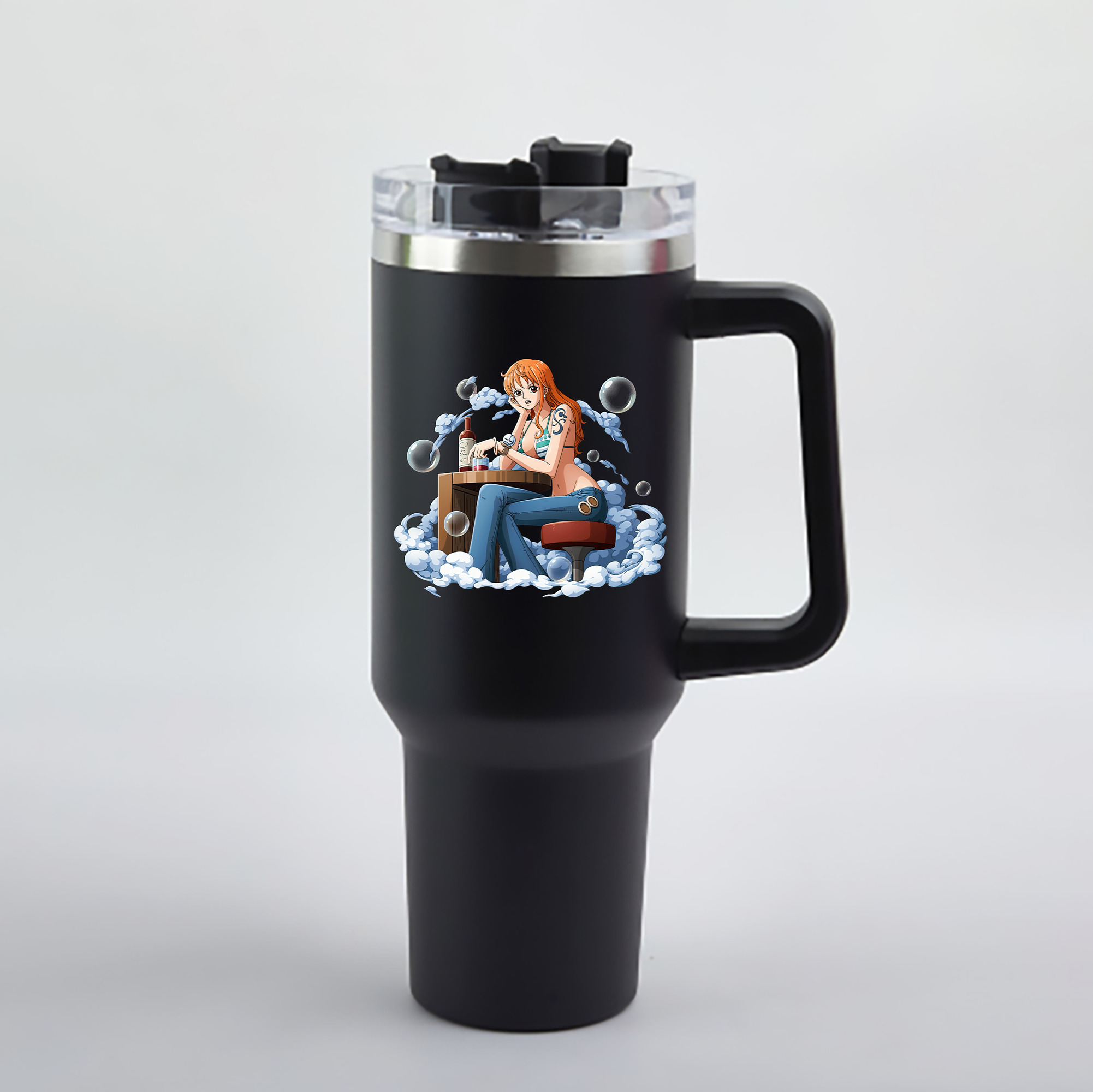 ワンピース ナミ ONE PIECE Nami 1200mL車用タンブラー - クリスタルステッカー（プラスチックストロー付き）
