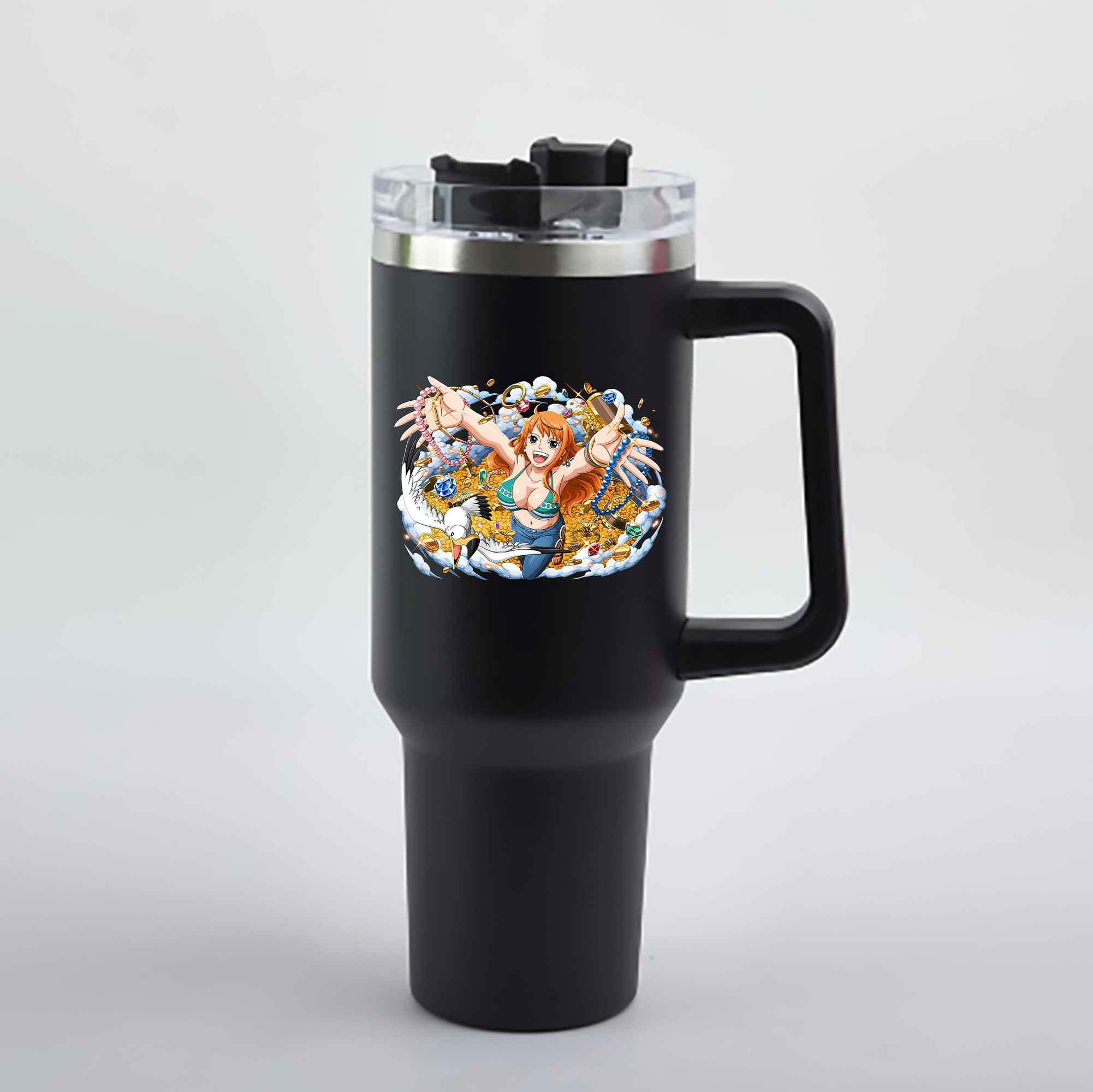 ワンピース ナミ ONE PIECE Nami 1200mL車用タンブラー - クリスタルステッカー（プラスチックストロー付き）