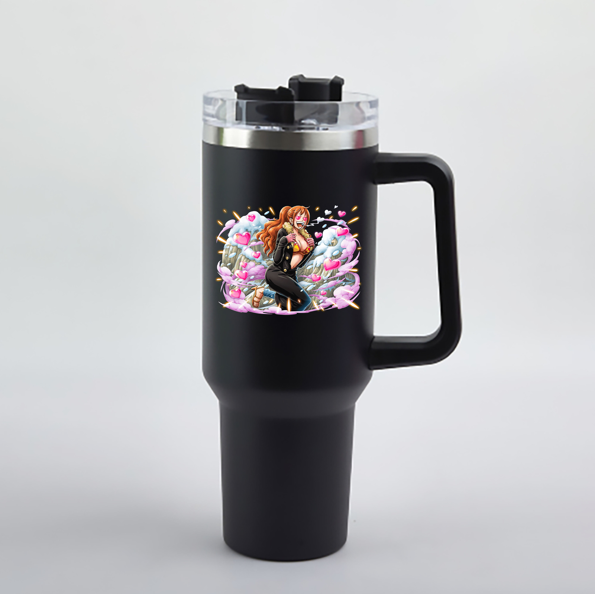 ワンピース ナミ ONE PIECE Nami 1200mL車用タンブラー - クリスタルステッカー（プラスチックストロー付き）