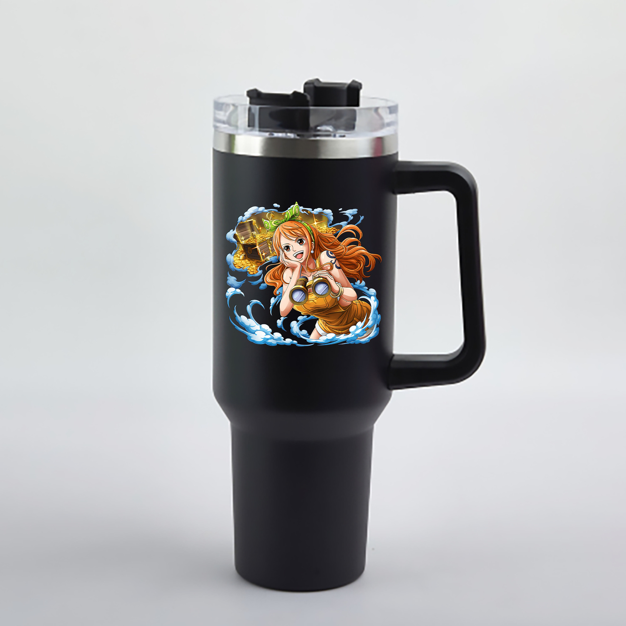 ワンピース ナミ ONE PIECE Nami 1200mL車用タンブラー - クリスタルステッカー（プラスチックストロー付き）