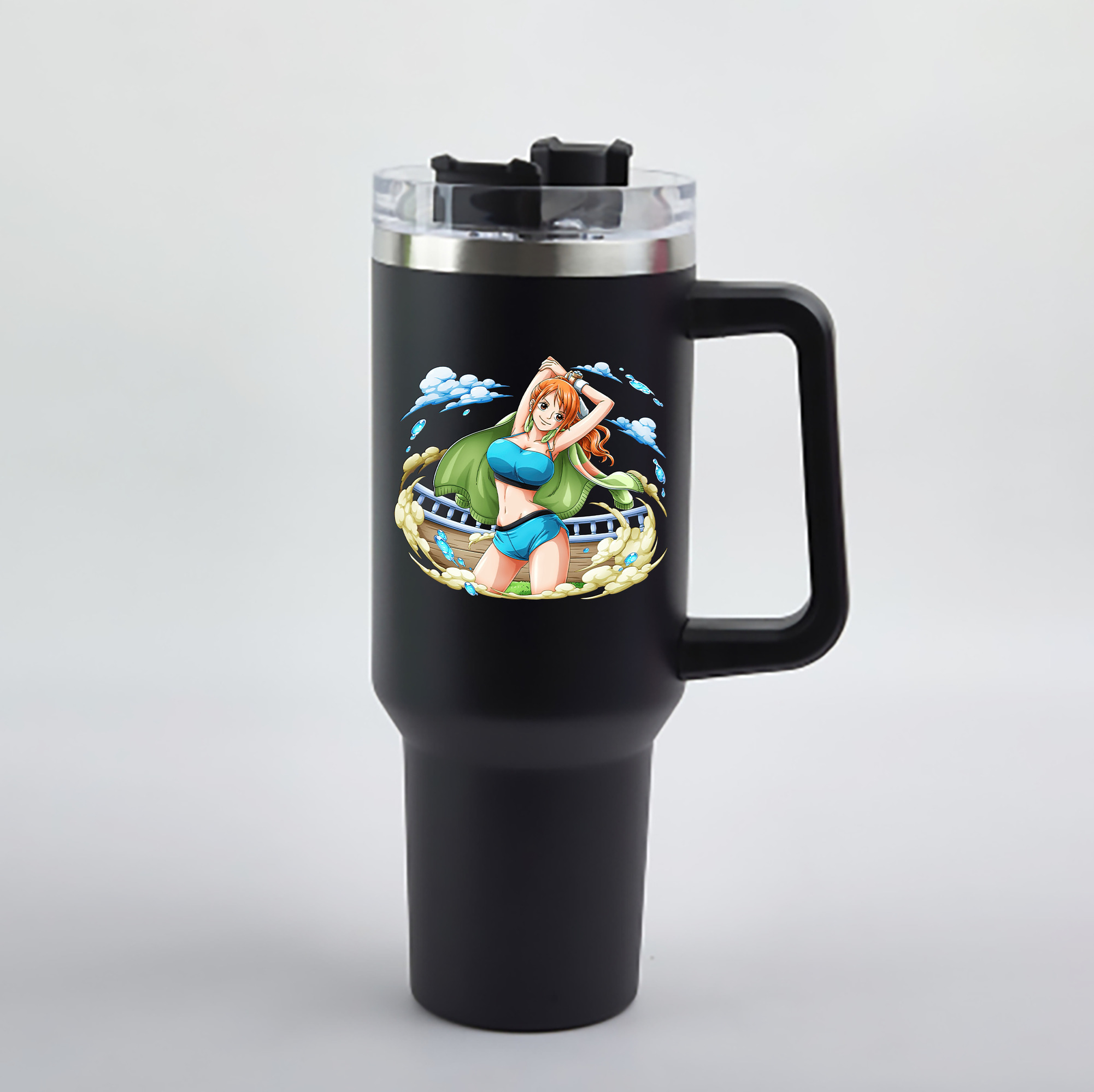 ワンピース ナミ ONE PIECE Nami 1200mL車用タンブラー - クリスタルステッカー（プラスチックストロー付き）