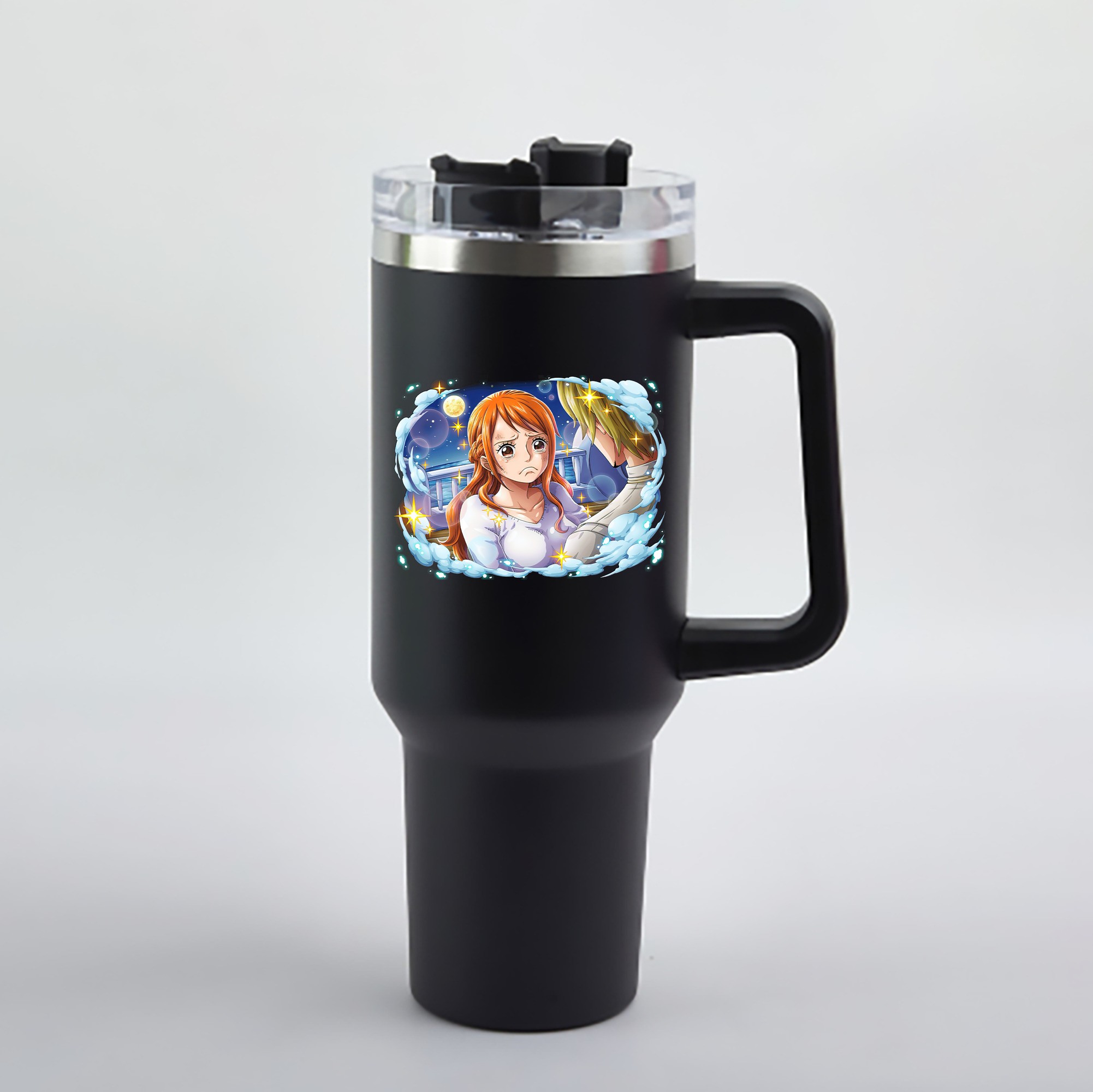 ワンピース ナミ ONE PIECE Nami 1200mL車用タンブラー - クリスタルステッカー（プラスチックストロー付き）