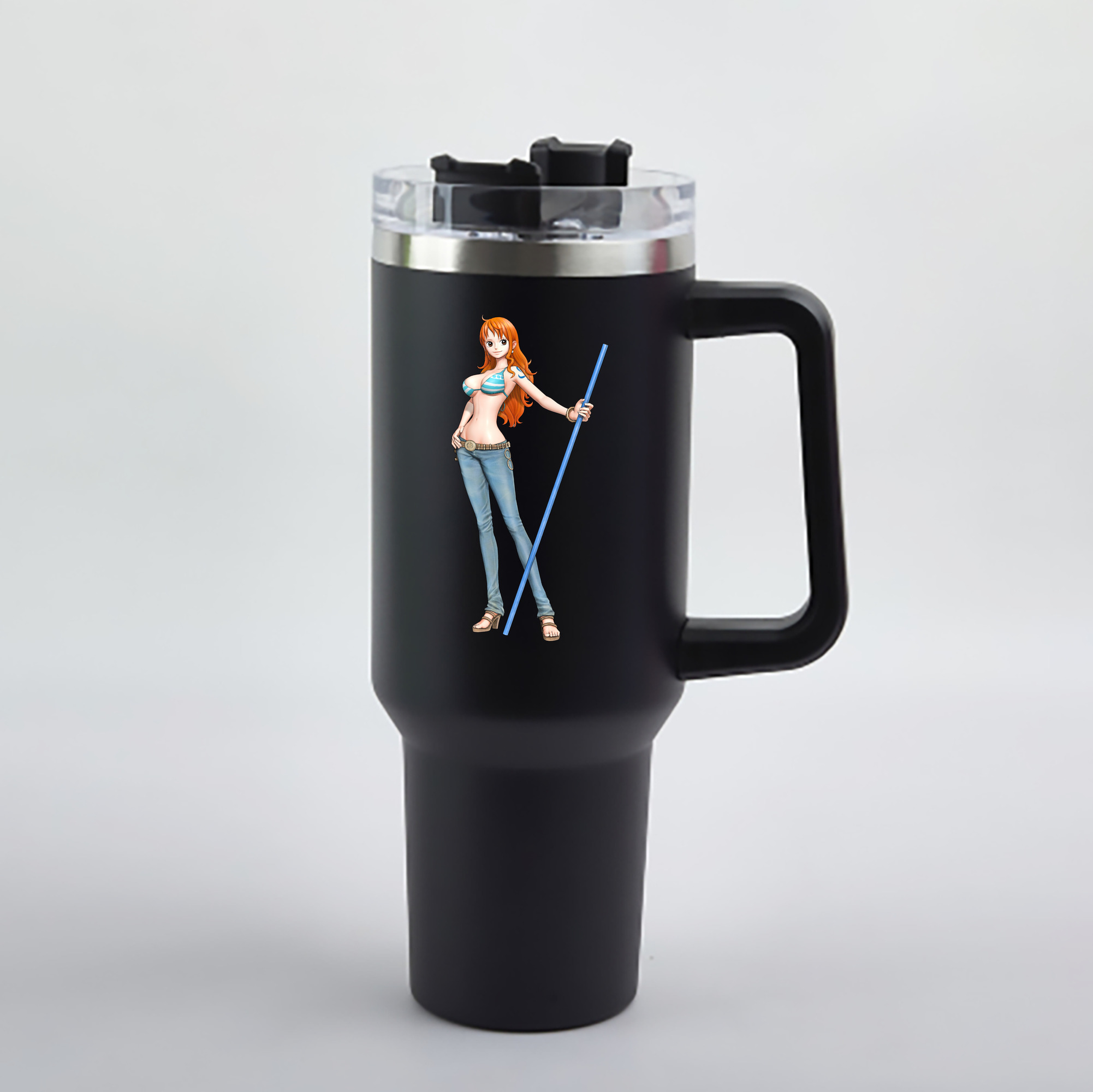 ワンピース ナミ ONE PIECE Nami 1200mL車用タンブラー - クリスタルステッカー（プラスチックストロー付き）