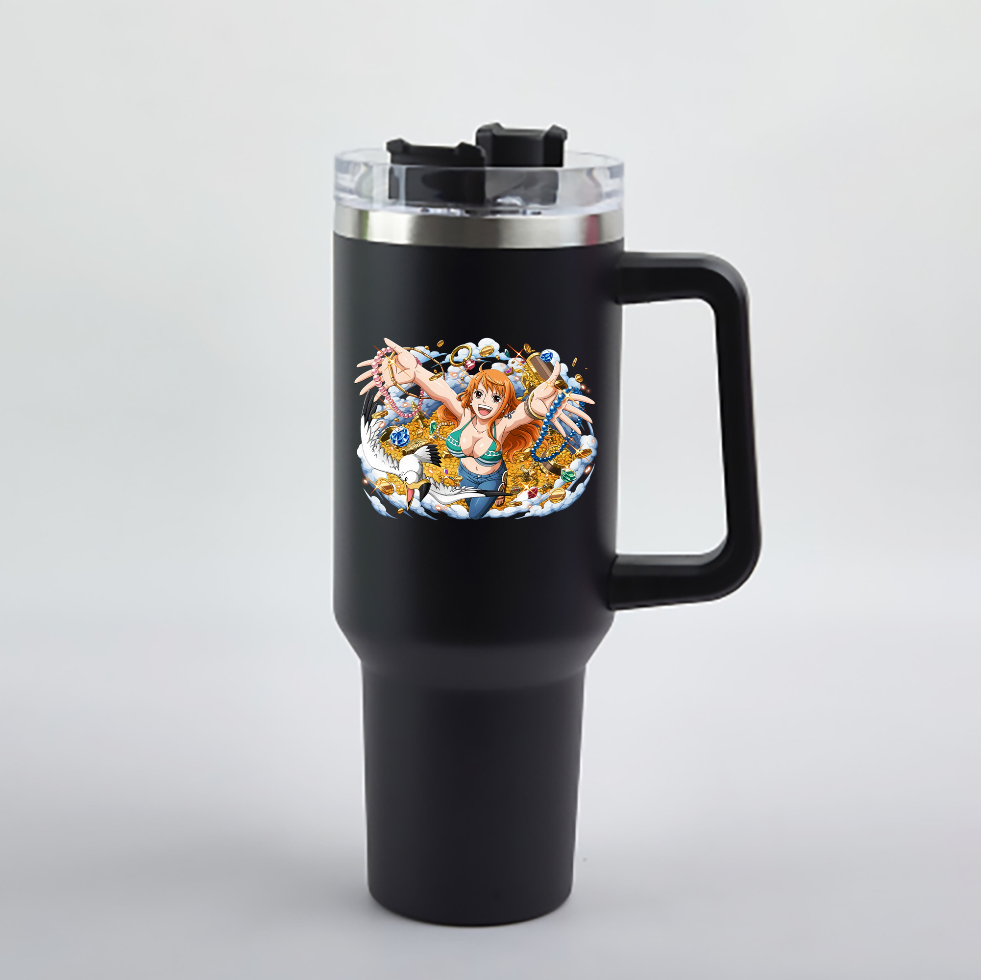 ワンピース ナミ ONE PIECE Nami 1200mL車用タンブラー - クリスタルステッカー（プラスチックストロー付き）