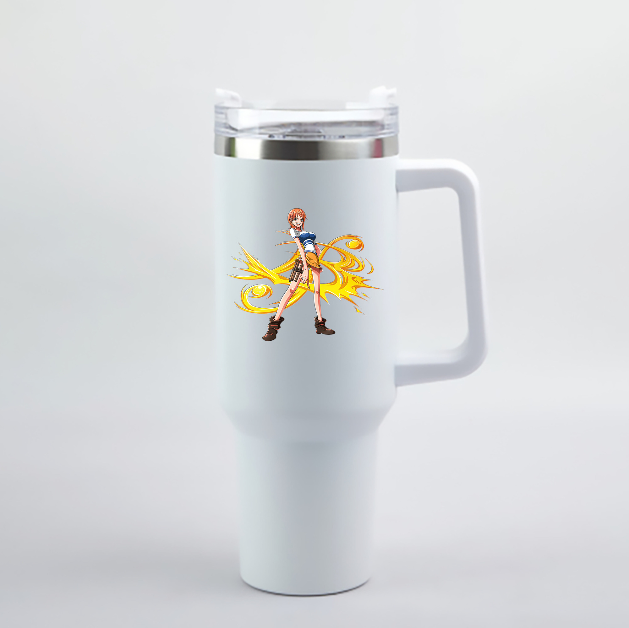ワンピース ナミ ONE PIECE Nami 1200mL車用タンブラー - クリスタルステッカー（プラスチックストロー付き）