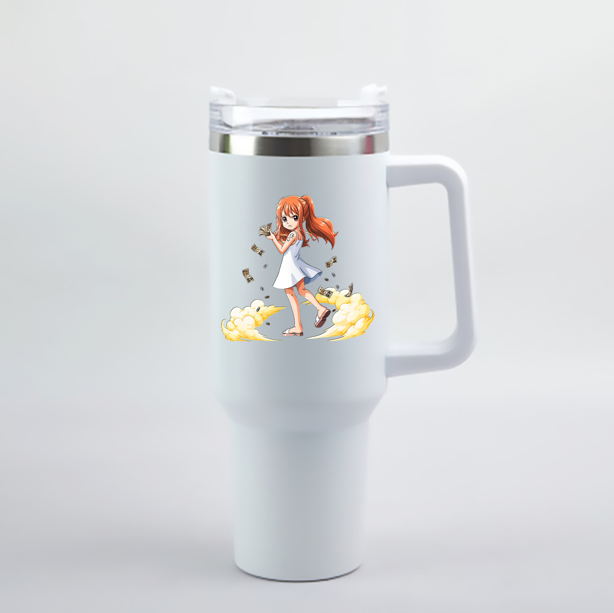 ワンピース ナミ ONE PIECE Nami 1200mL車用タンブラー - クリスタルステッカー（プラスチックストロー付き）