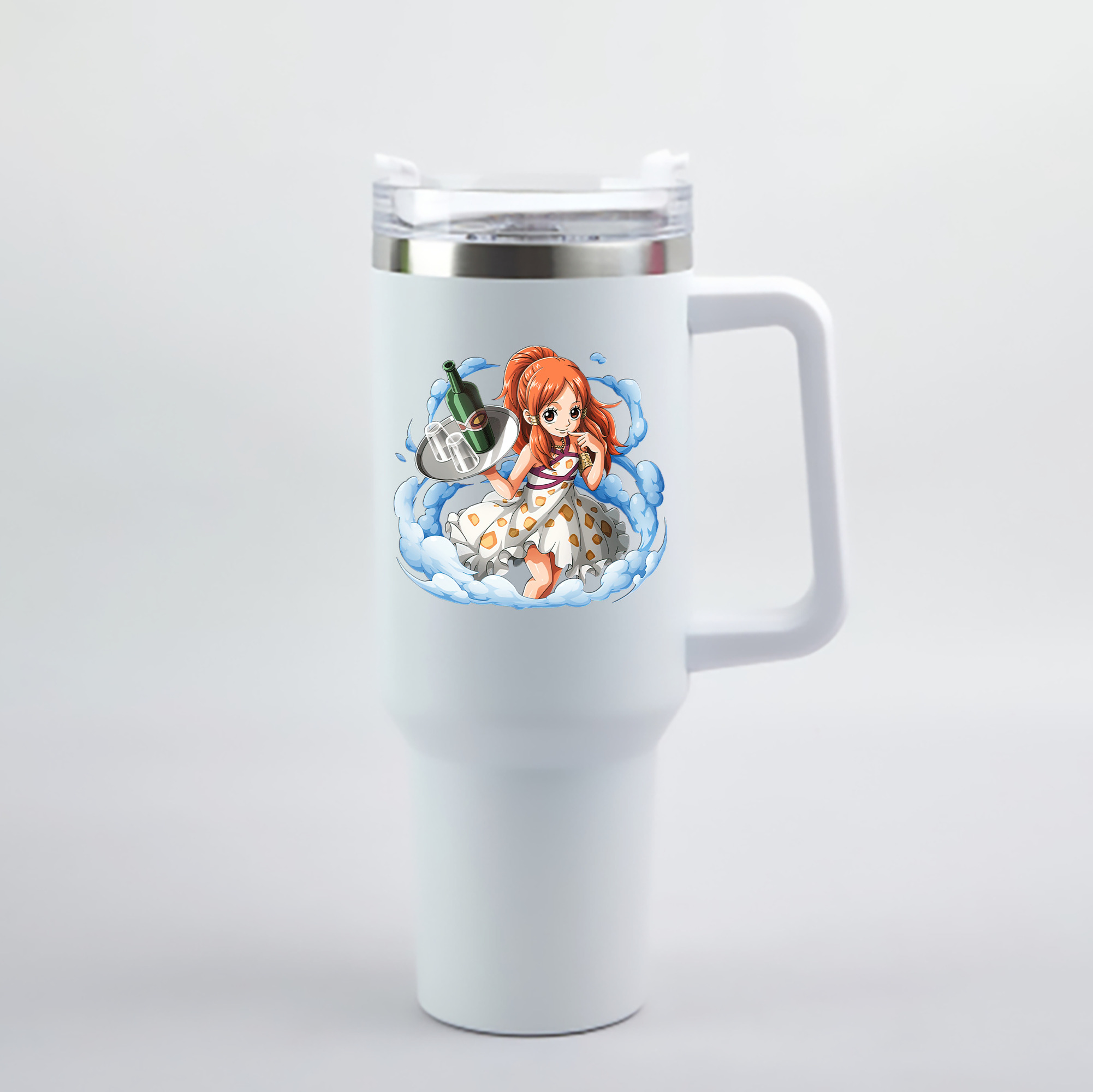 ワンピース ナミ ONE PIECE Nami 1200mL車用タンブラー - クリスタルステッカー（プラスチックストロー付き）