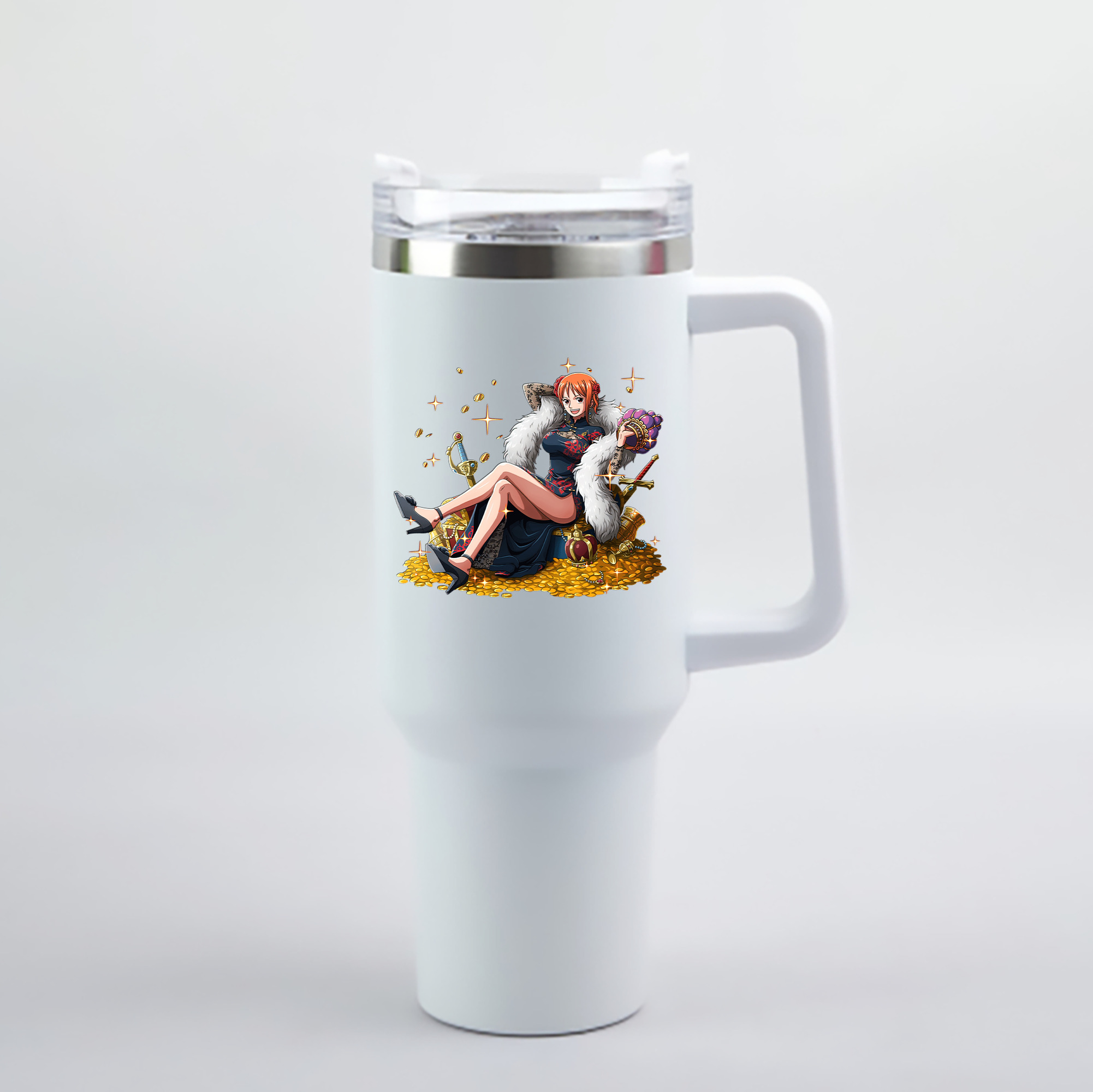 ワンピース ナミ ONE PIECE Nami 1200mL車用タンブラー - クリスタルステッカー（プラスチックストロー付き）