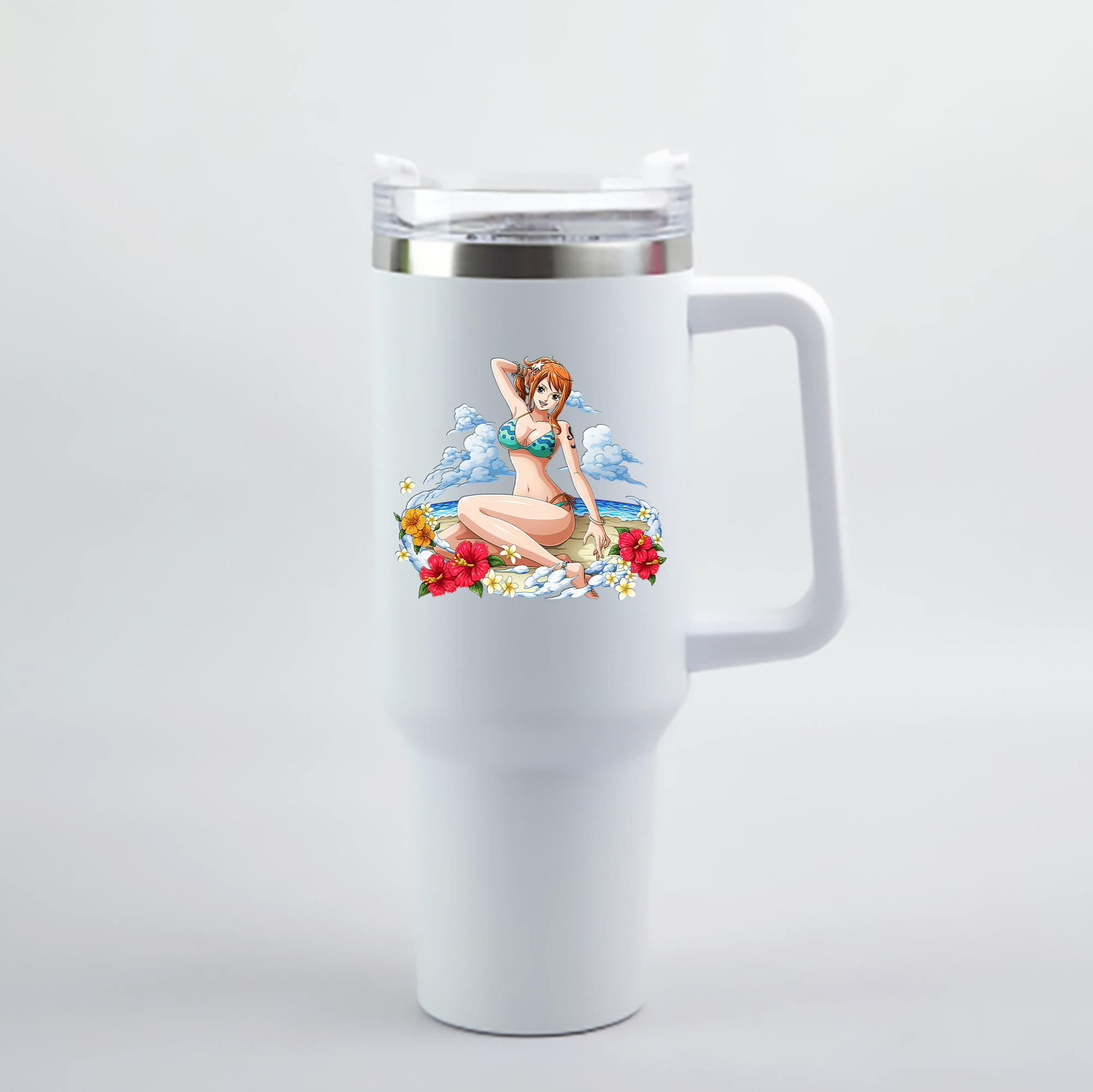 ワンピース ナミ ONE PIECE Nami 1200mL車用タンブラー - クリスタルステッカー（プラスチックストロー付き）