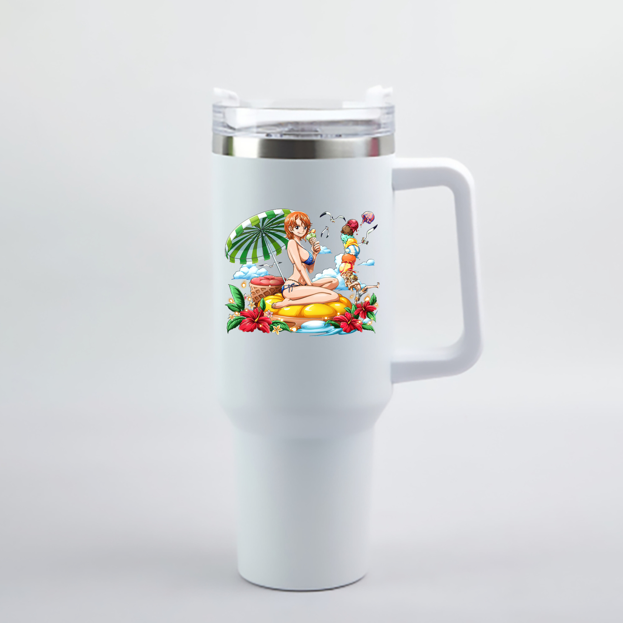 ワンピース ナミ ONE PIECE Nami 1200mL車用タンブラー - クリスタルステッカー（プラスチックストロー付き）