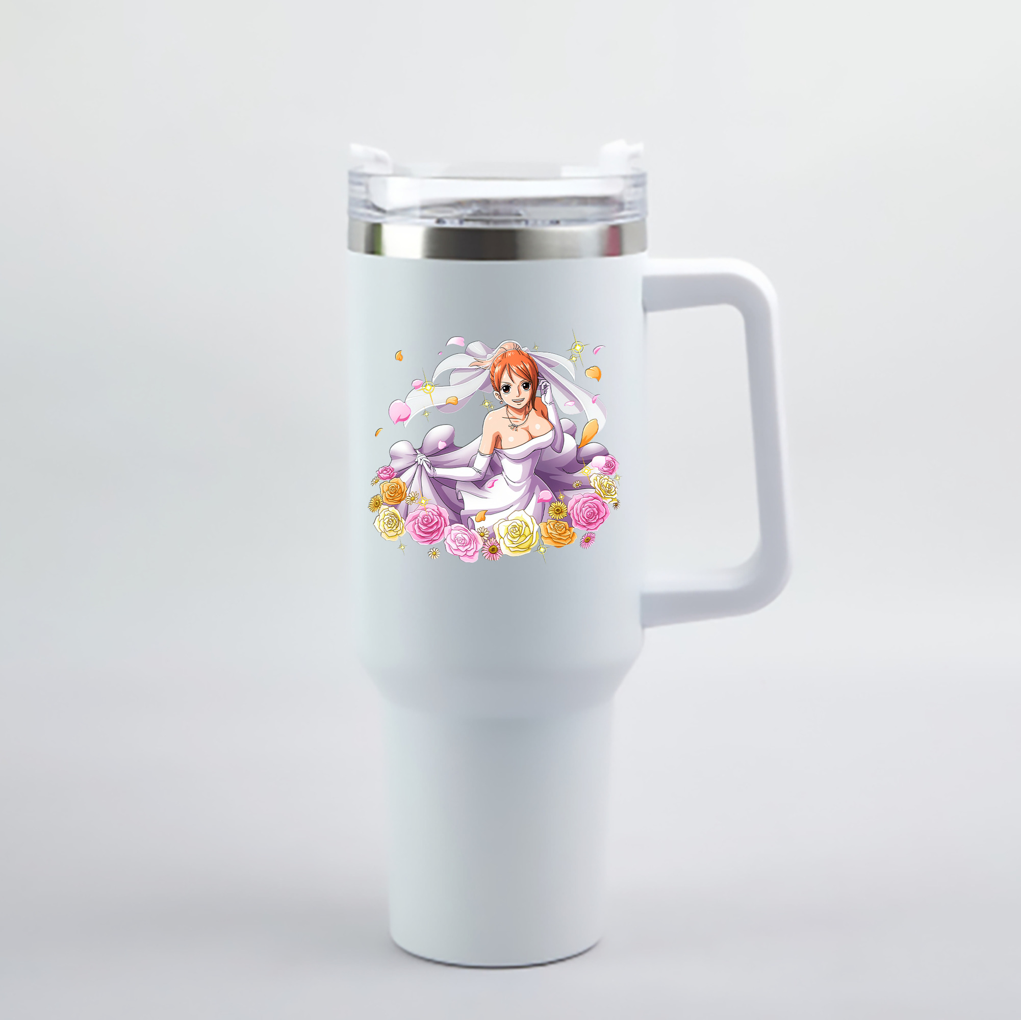 ワンピース ナミ ONE PIECE Nami 1200mL車用タンブラー - クリスタルステッカー（プラスチックストロー付き）