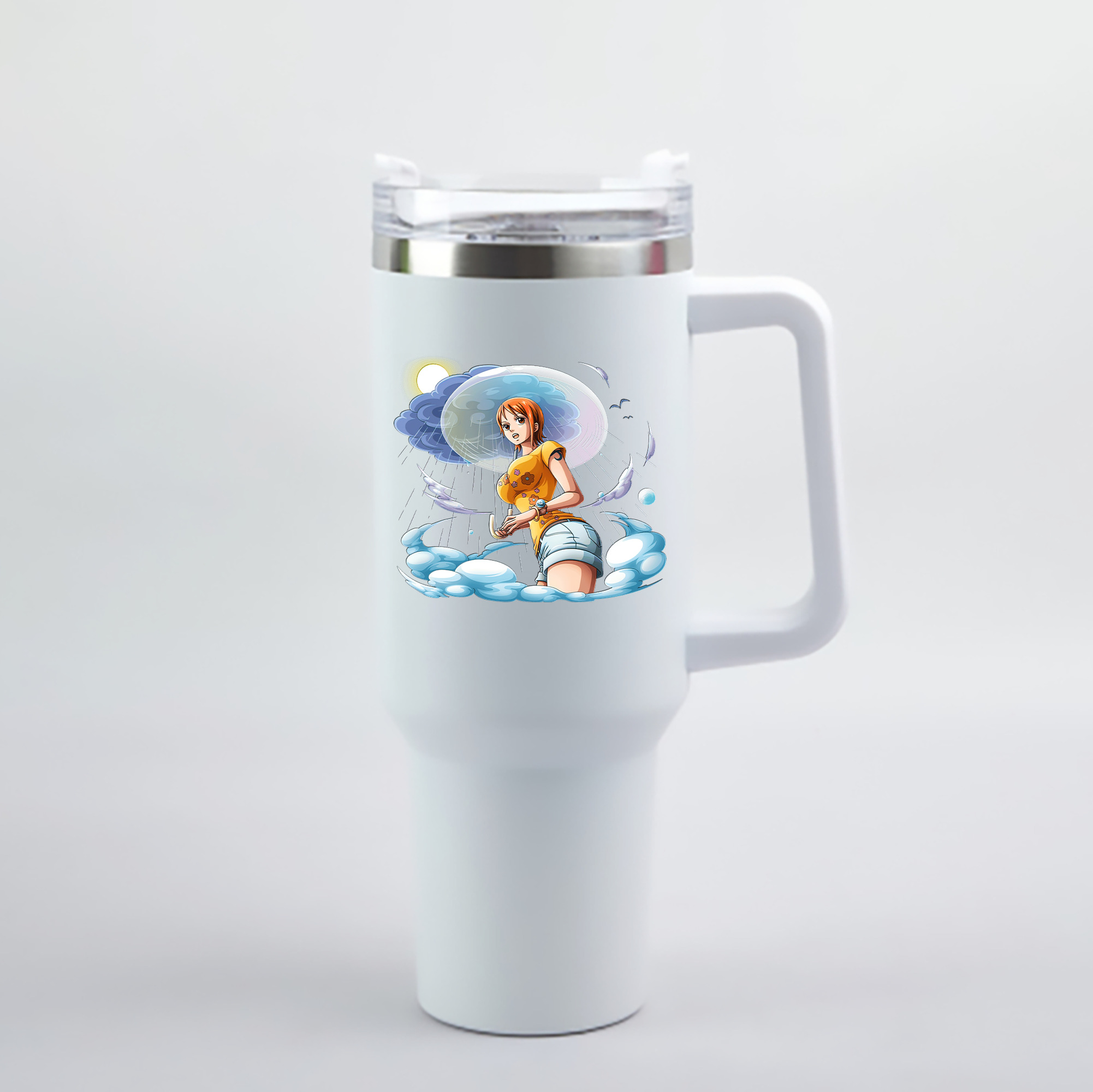 ワンピース ナミ ONE PIECE Nami 1200mL車用タンブラー - クリスタルステッカー（プラスチックストロー付き）