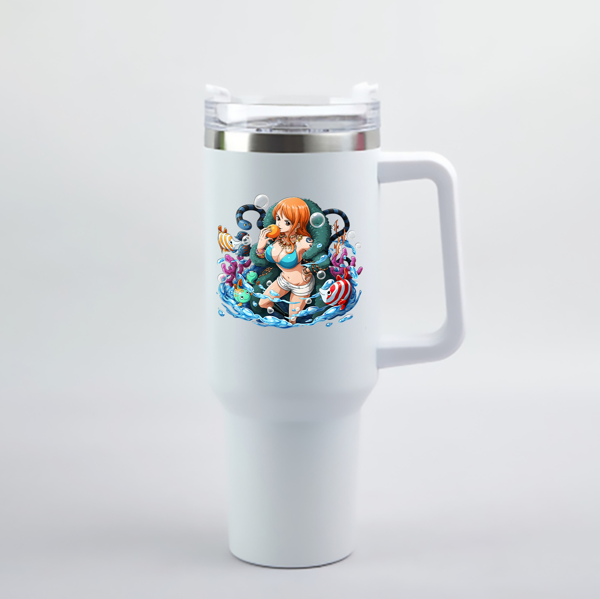 ワンピース ナミ ONE PIECE Nami 1200mL車用タンブラー - クリスタルステッカー（プラスチックストロー付き）