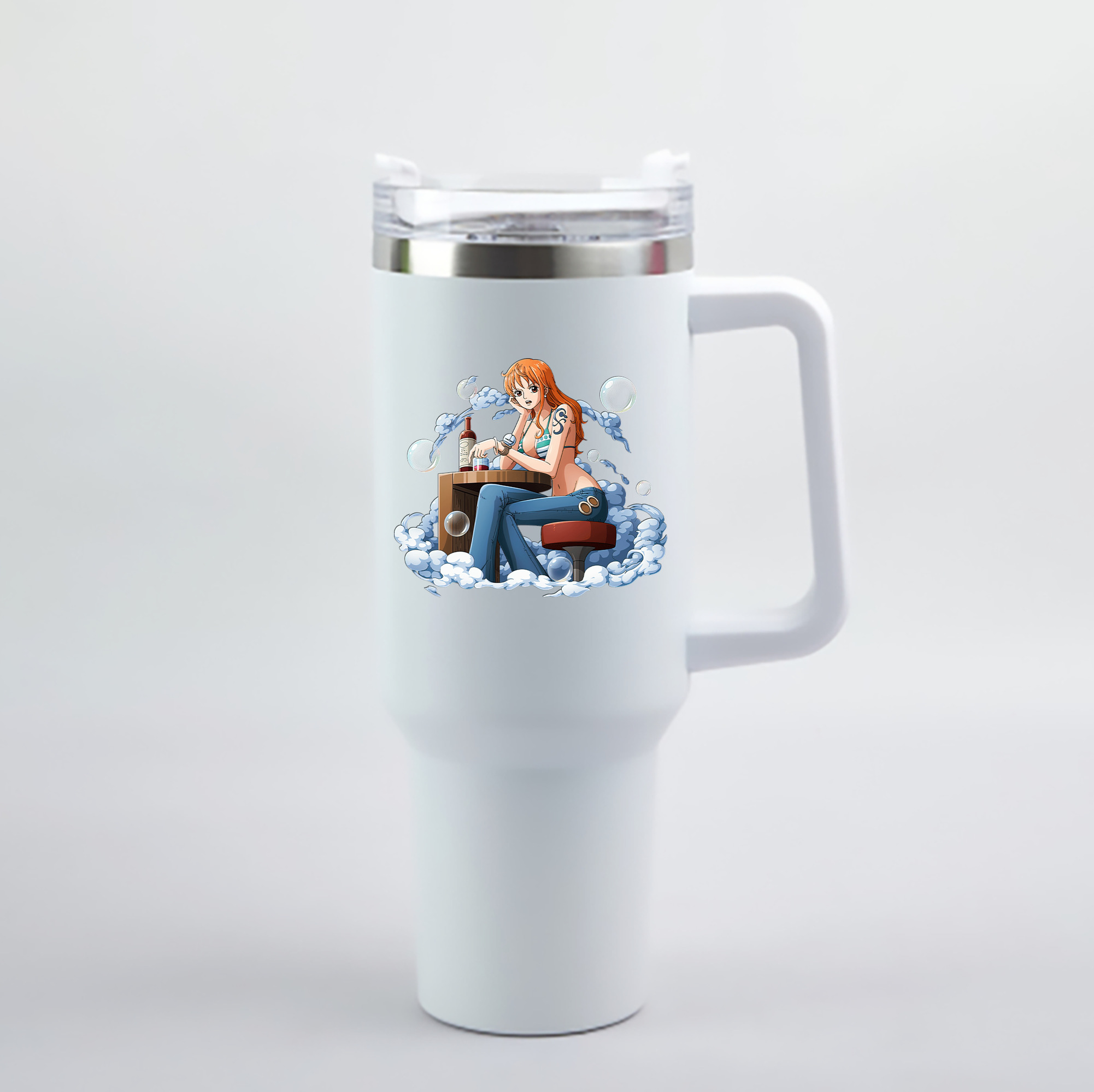 ワンピース ナミ ONE PIECE Nami 1200mL車用タンブラー - クリスタルステッカー（プラスチックストロー付き）