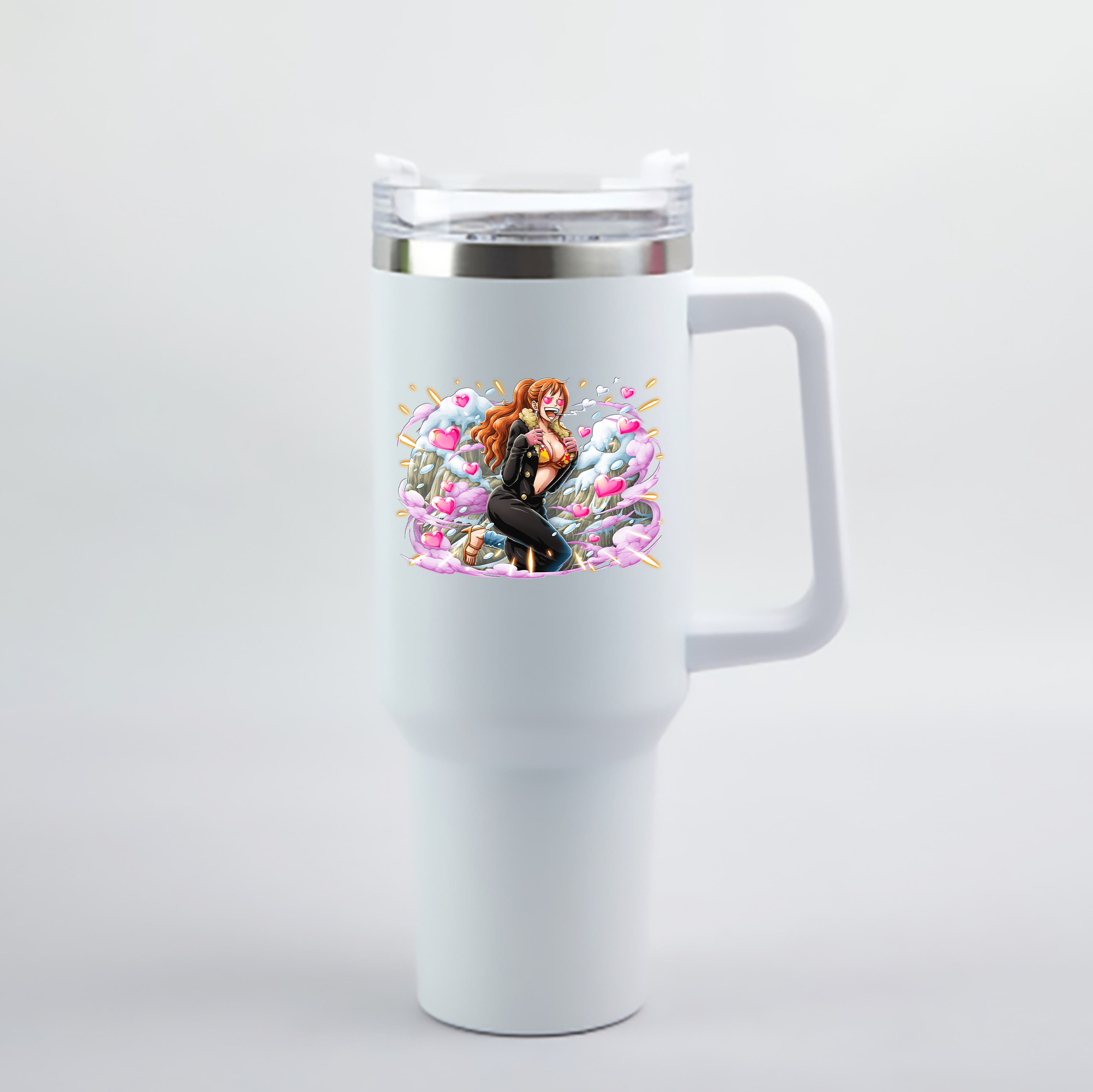 ワンピース ナミ ONE PIECE Nami 1200mL車用タンブラー - クリスタルステッカー（プラスチックストロー付き）