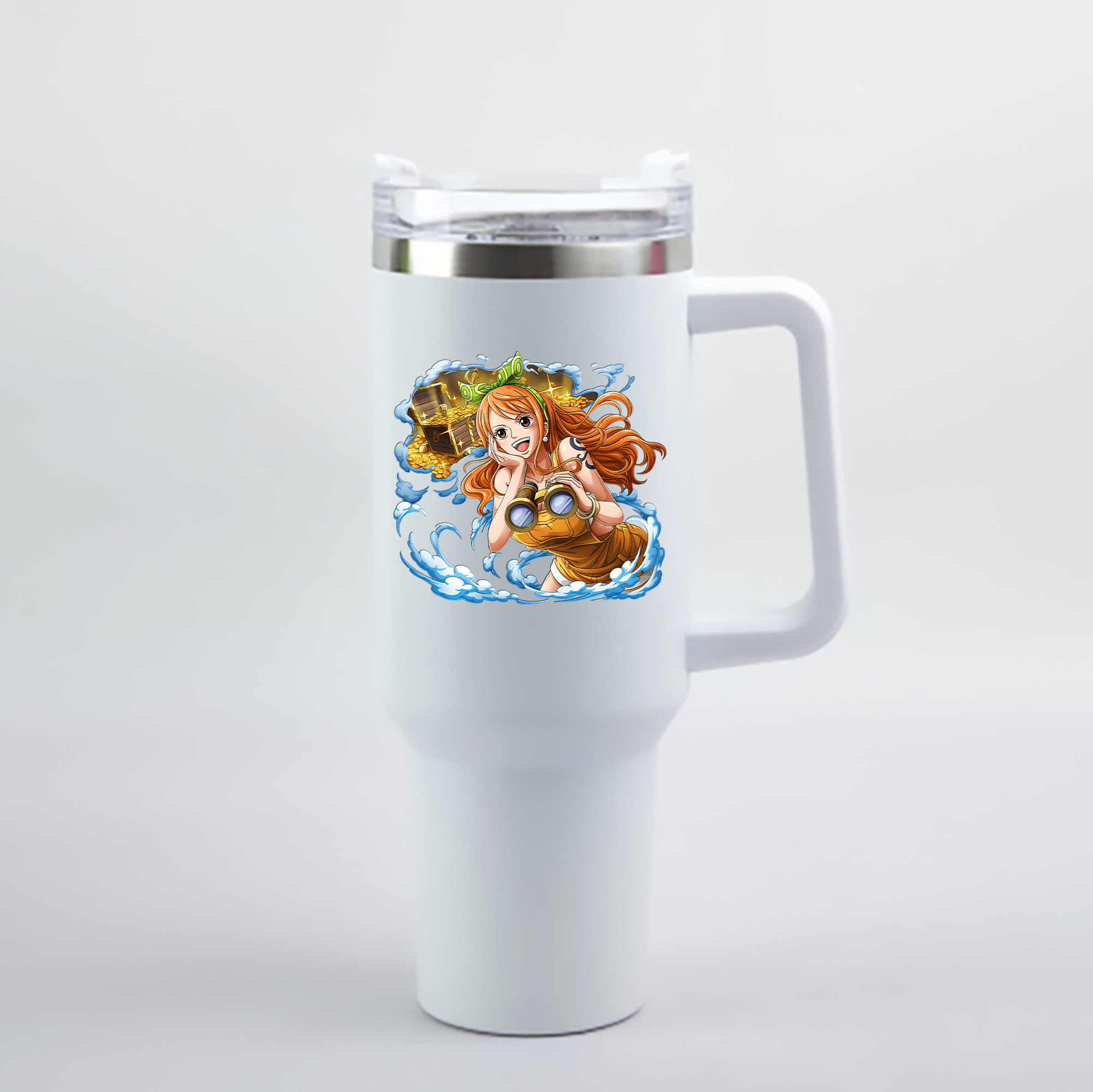 （画像用） ワンピース ナミ ONE PIECE Nami 1200mL車用タンブラー - クリスタルステッカー（プラスチックストロー付き）