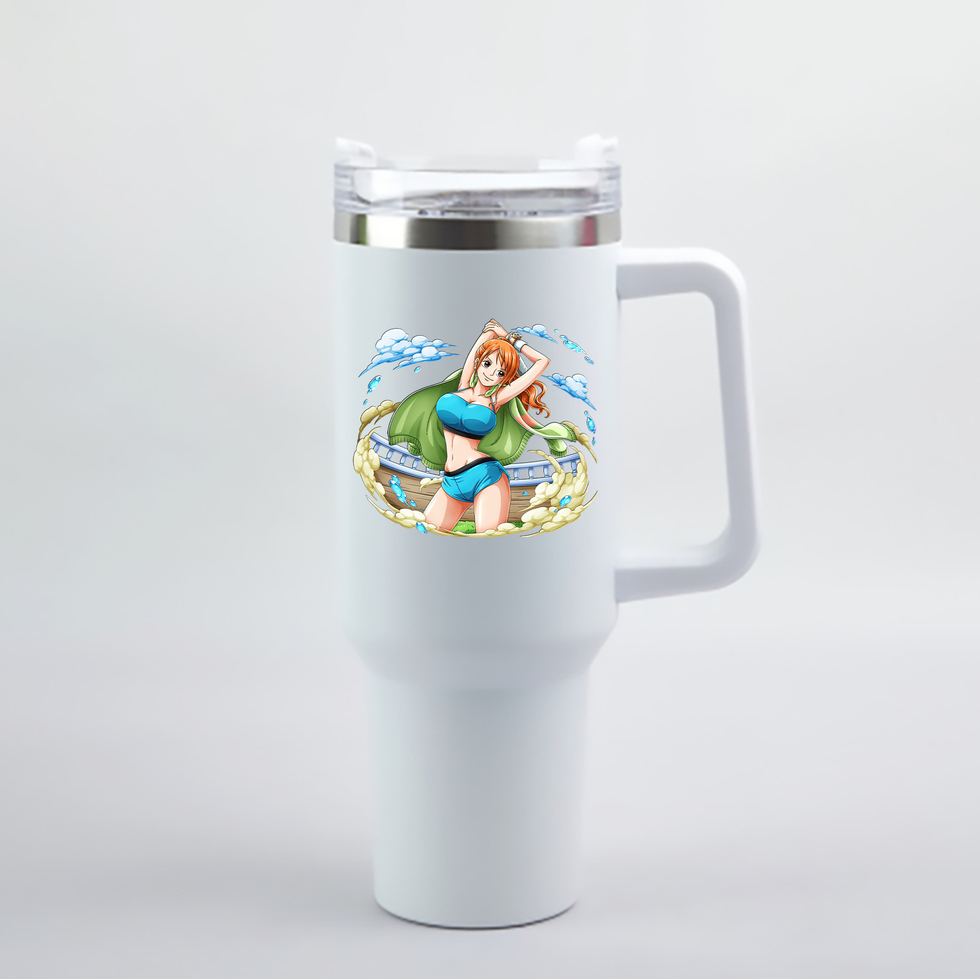 ワンピース ナミ ONE PIECE Nami 1200mL車用タンブラー - クリスタルステッカー（プラスチックストロー付き）