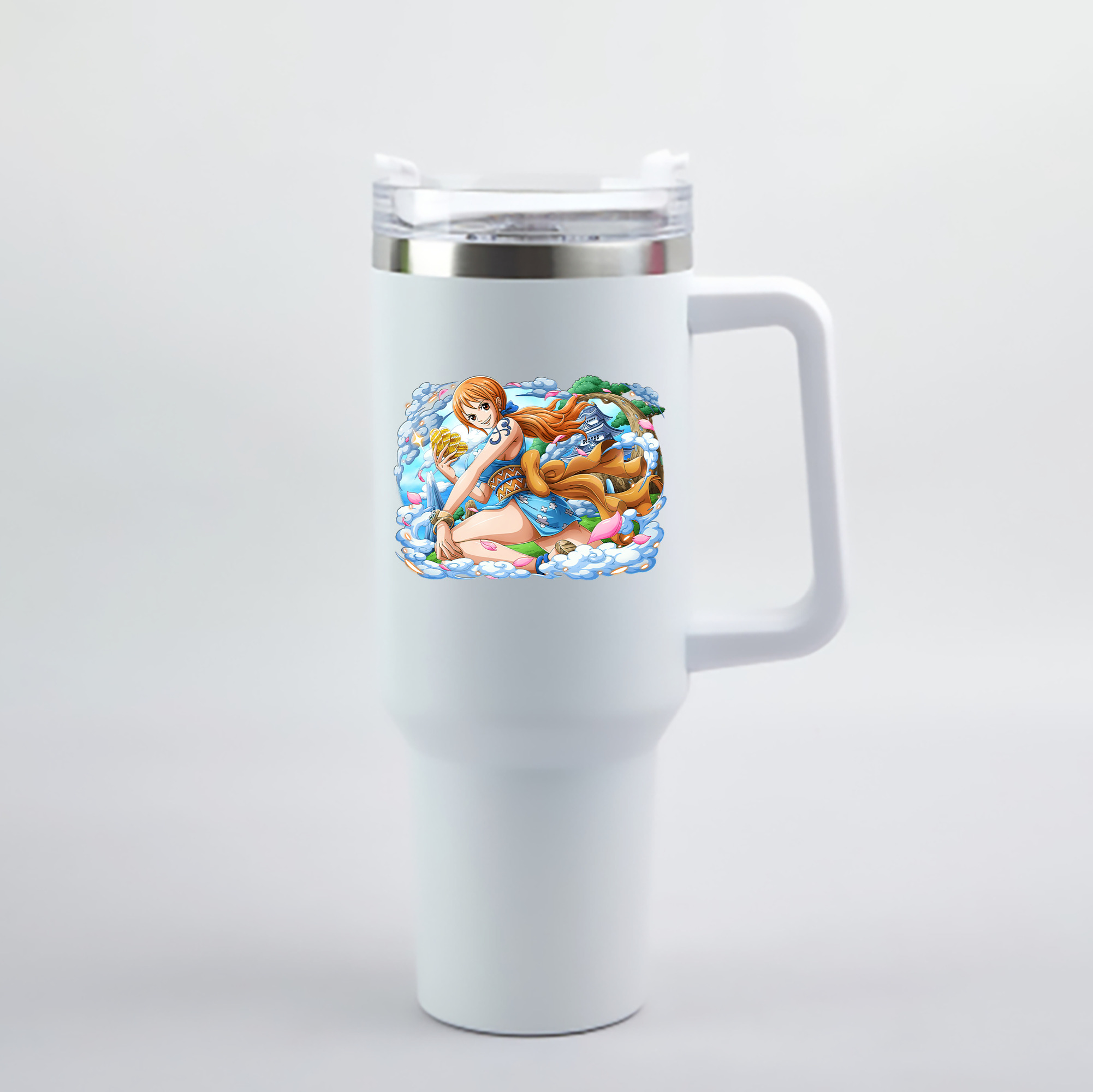 ワンピース ナミ ONE PIECE Nami 1200mL車用タンブラー - クリスタルステッカー（プラスチックストロー付き）