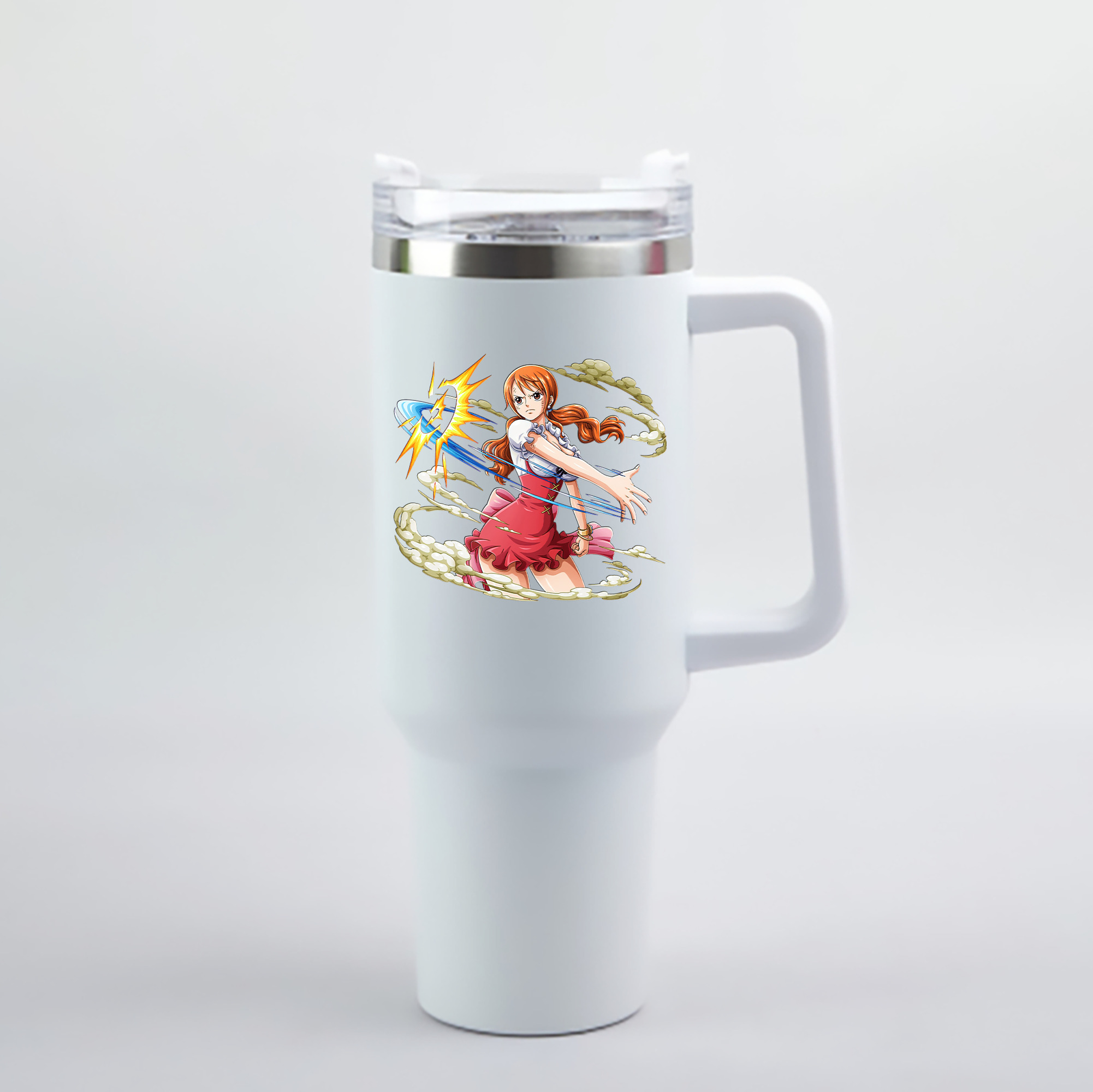 ワンピース ナミ ONE PIECE Nami 1200mL車用タンブラー - クリスタルステッカー（プラスチックストロー付き）