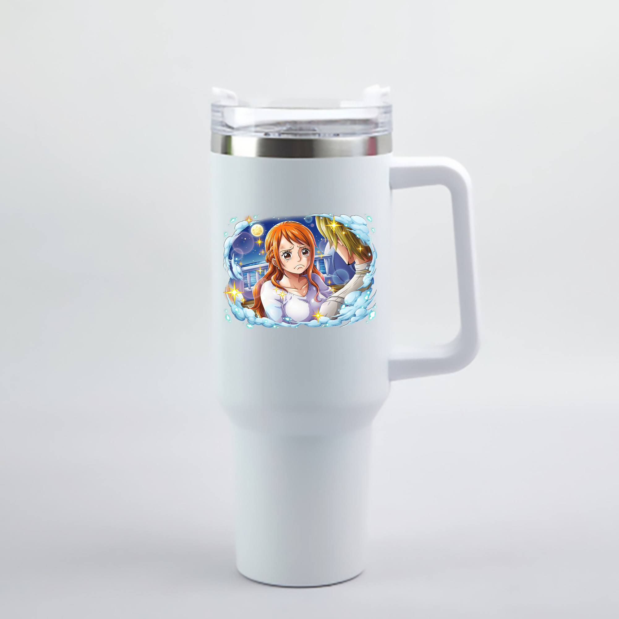 ワンピース ナミ ONE PIECE Nami 1200mL車用タンブラー - クリスタルステッカー（プラスチックストロー付き）