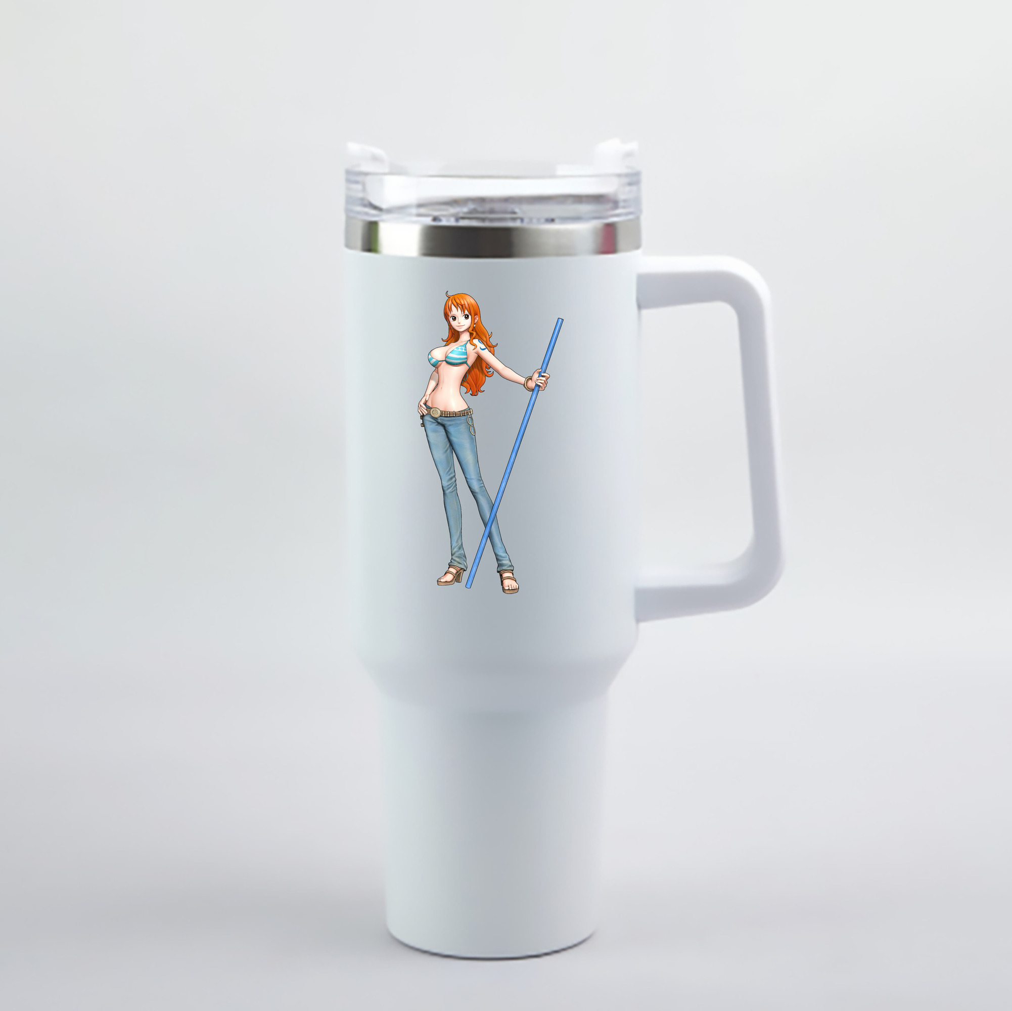 ワンピース ナミ ONE PIECE Nami 1200mL車用タンブラー - クリスタルステッカー（プラスチックストロー付き）
