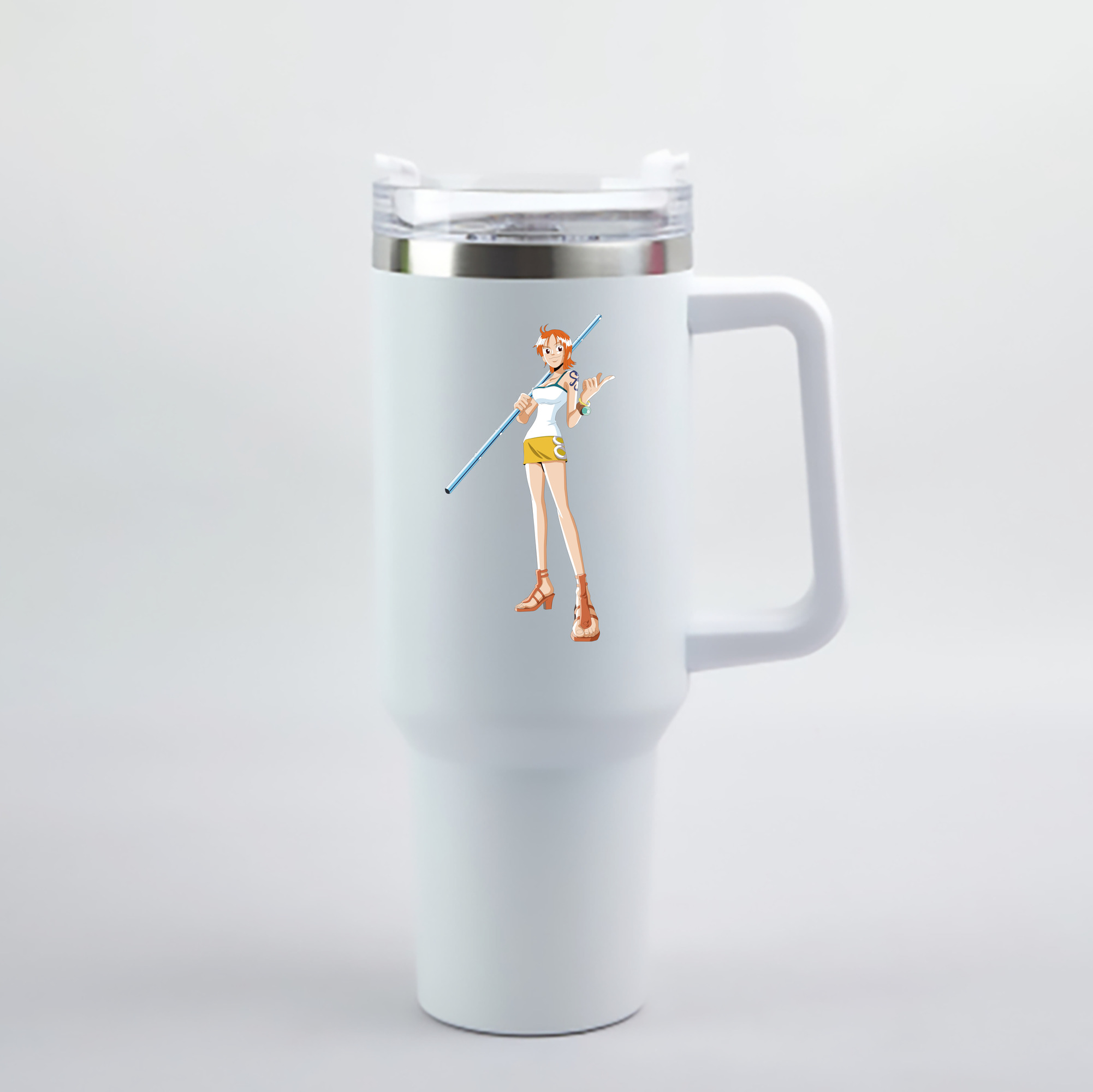 ワンピース ナミ ONE PIECE Nami 1200mL車用タンブラー - クリスタルステッカー（プラスチックストロー付き）
